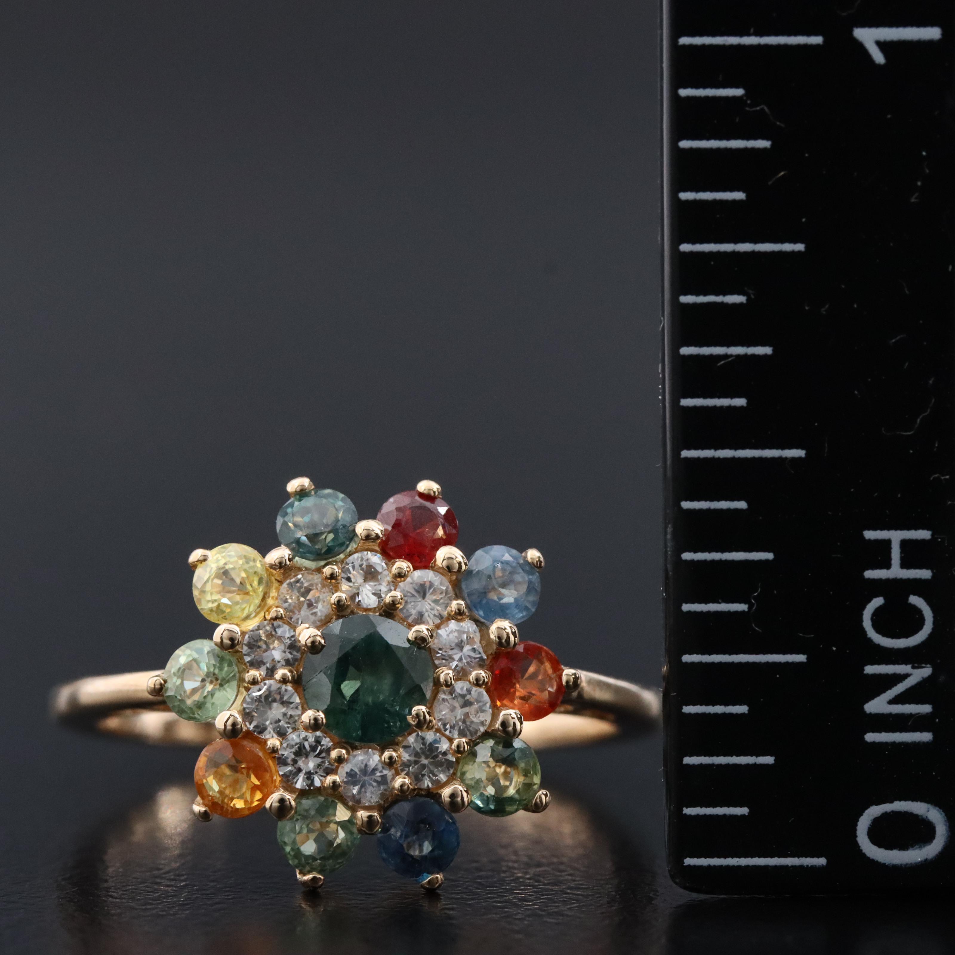 14K Multicolored Sapphire Ring