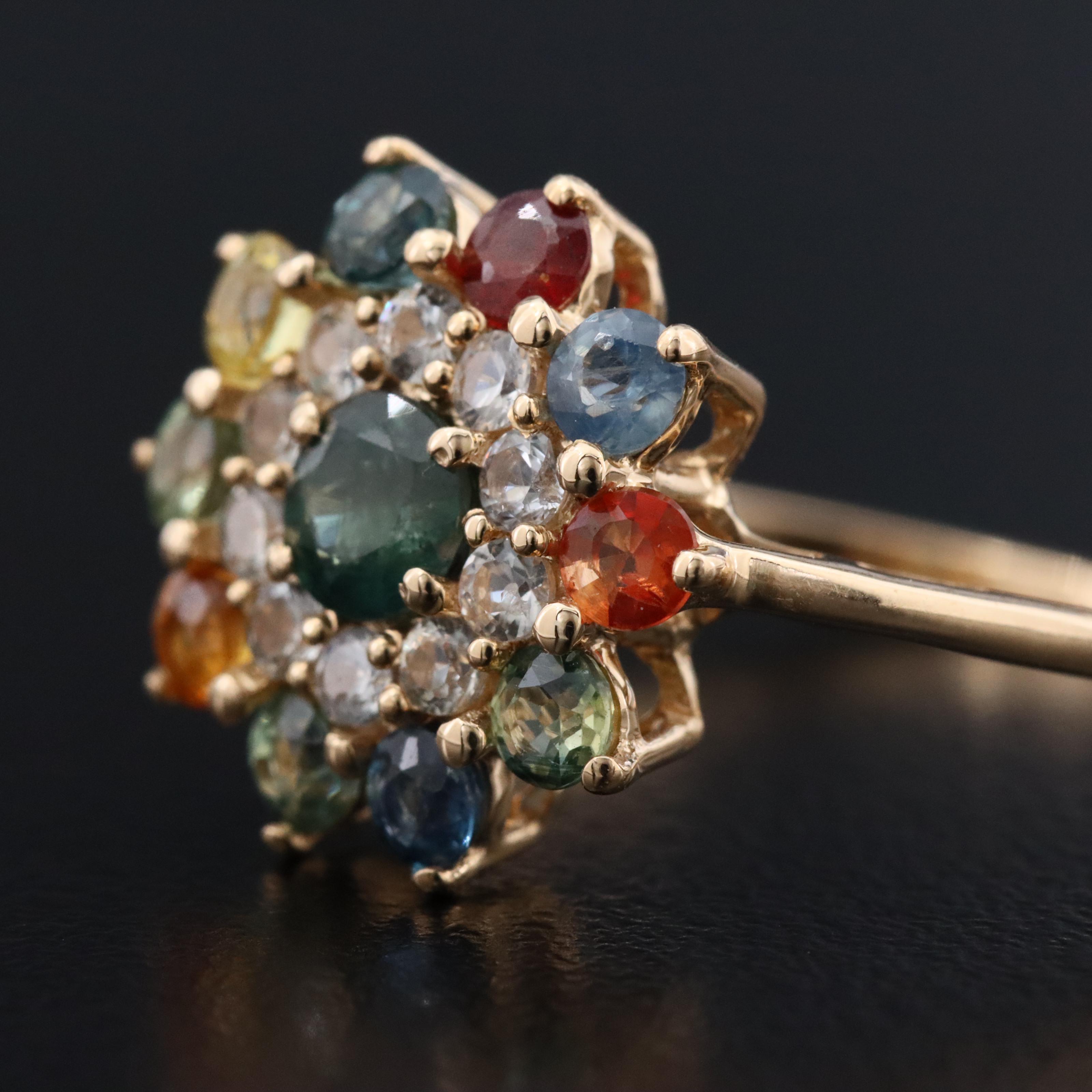 14K Multicolored Sapphire Ring