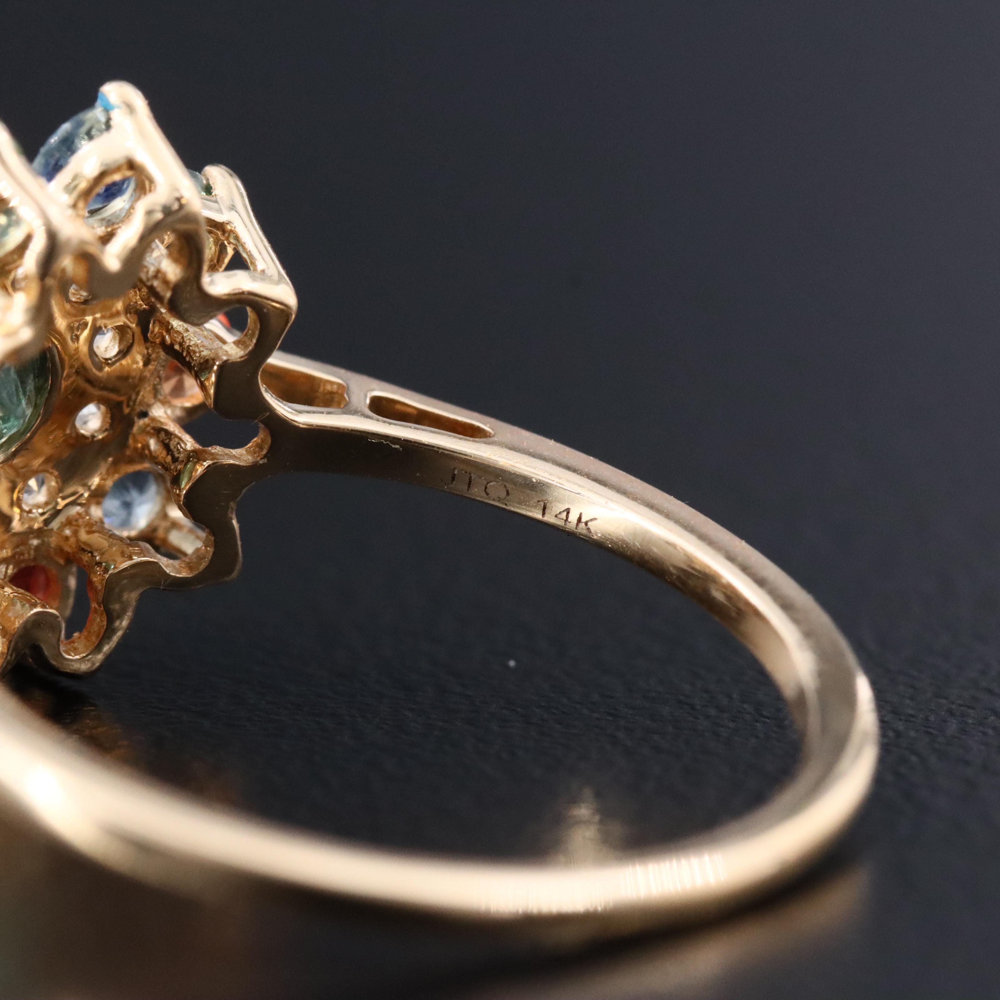 14K Multicolored Sapphire Ring