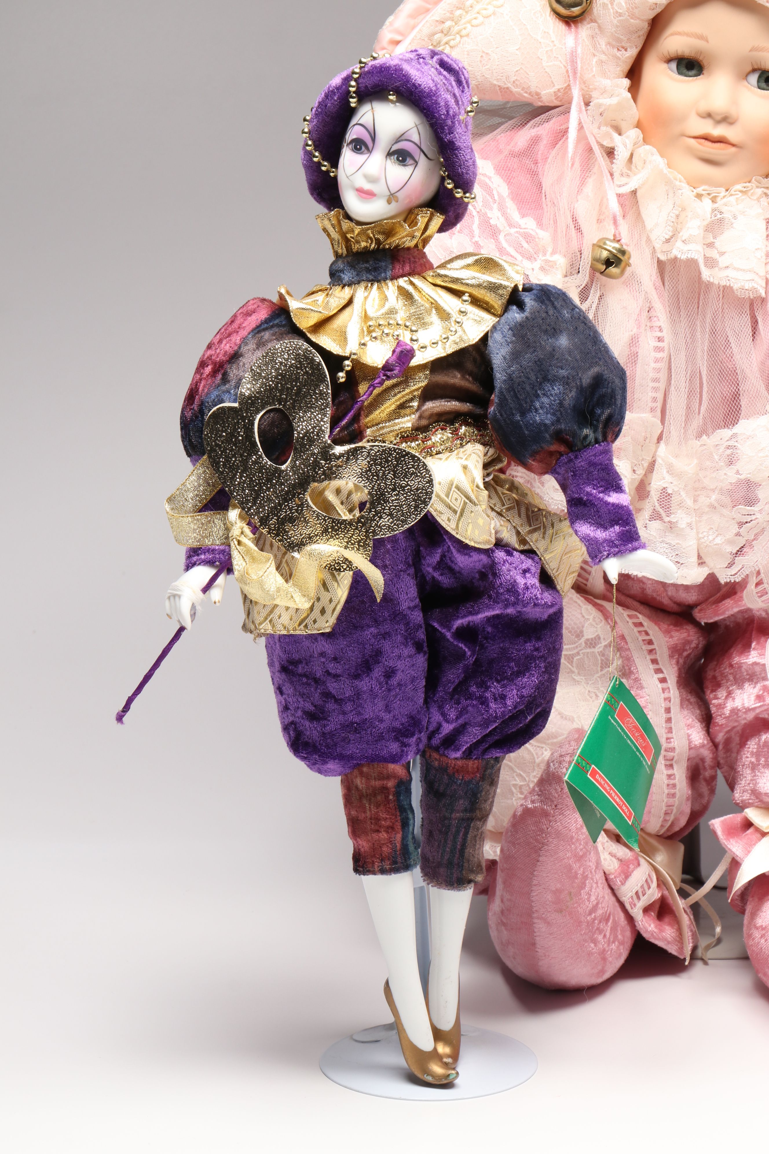 House of Lloyd "Dancing Pierrot Doll" with Other Jester and Bridal Dolls