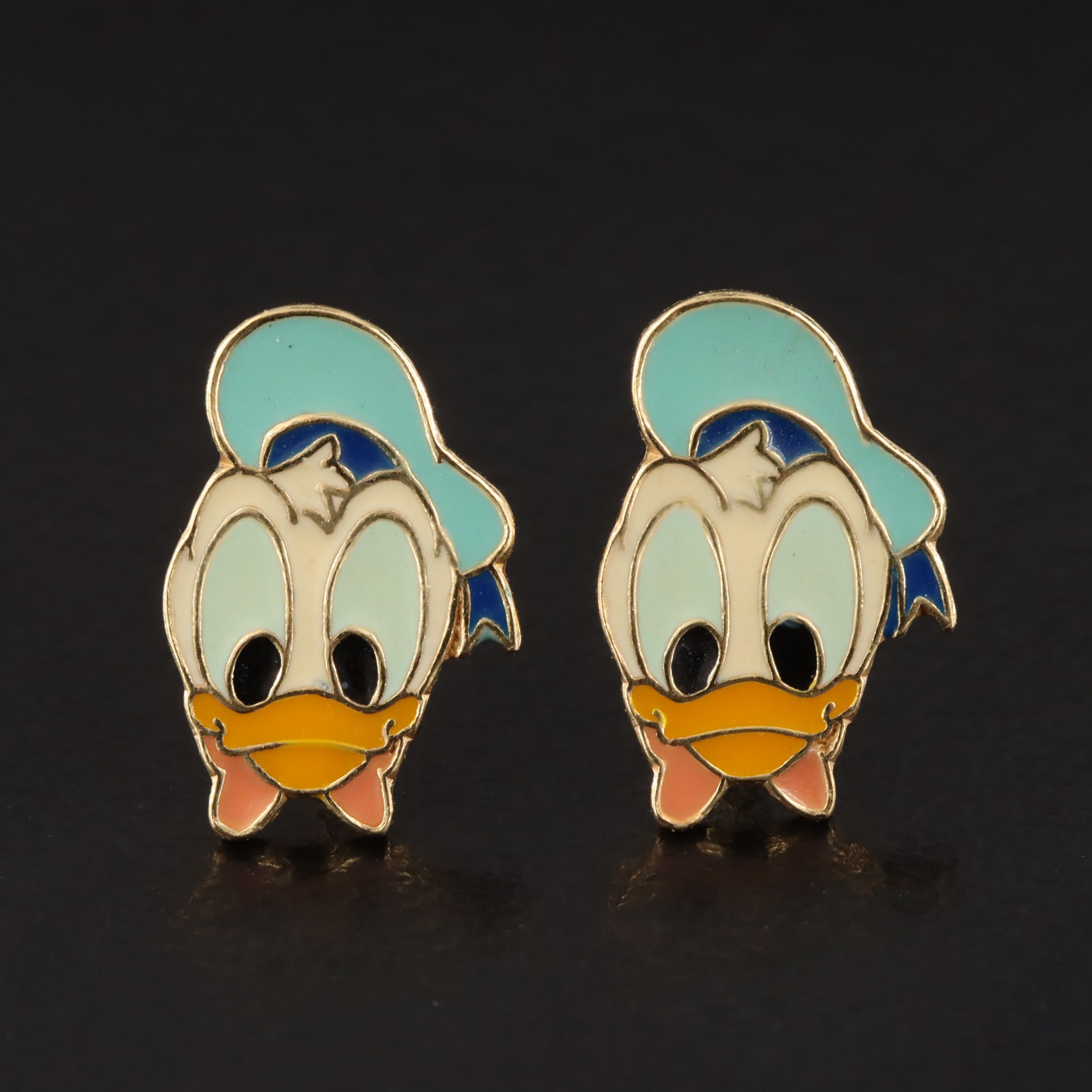 Disney 18K Enamel Donald Duck Stud Earrings