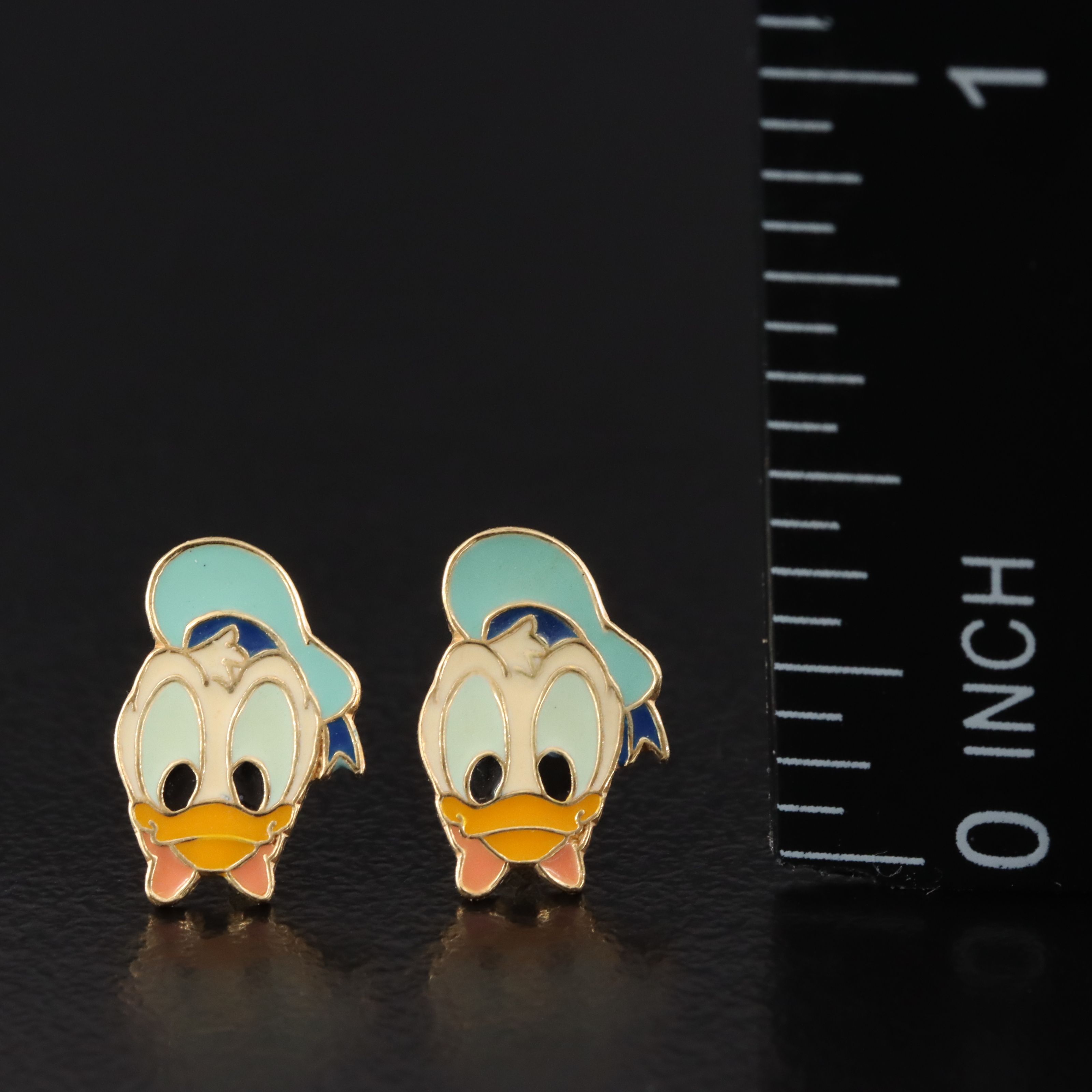 Disney 18K Enamel Donald Duck Stud Earrings