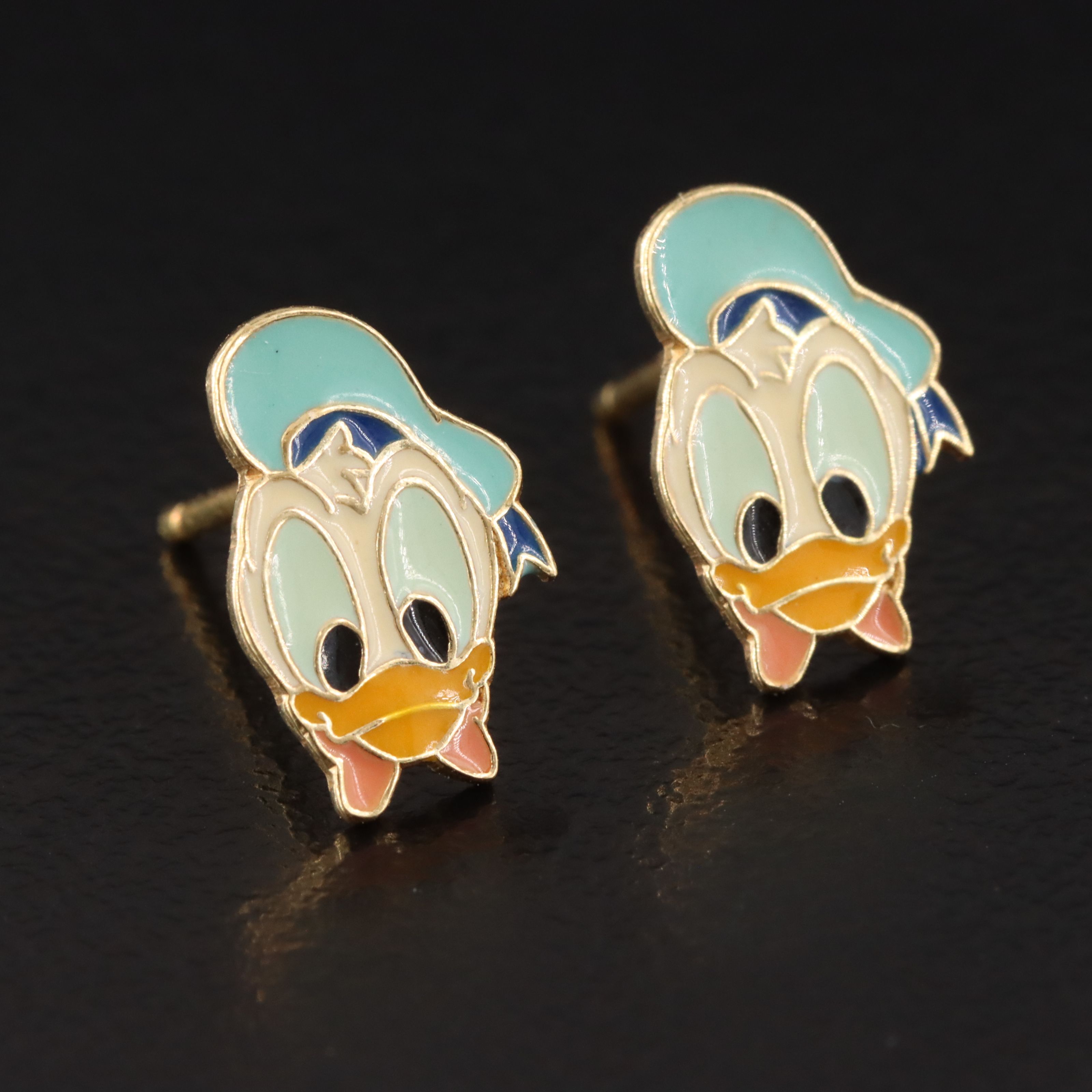 Disney 18K Enamel Donald Duck Stud Earrings