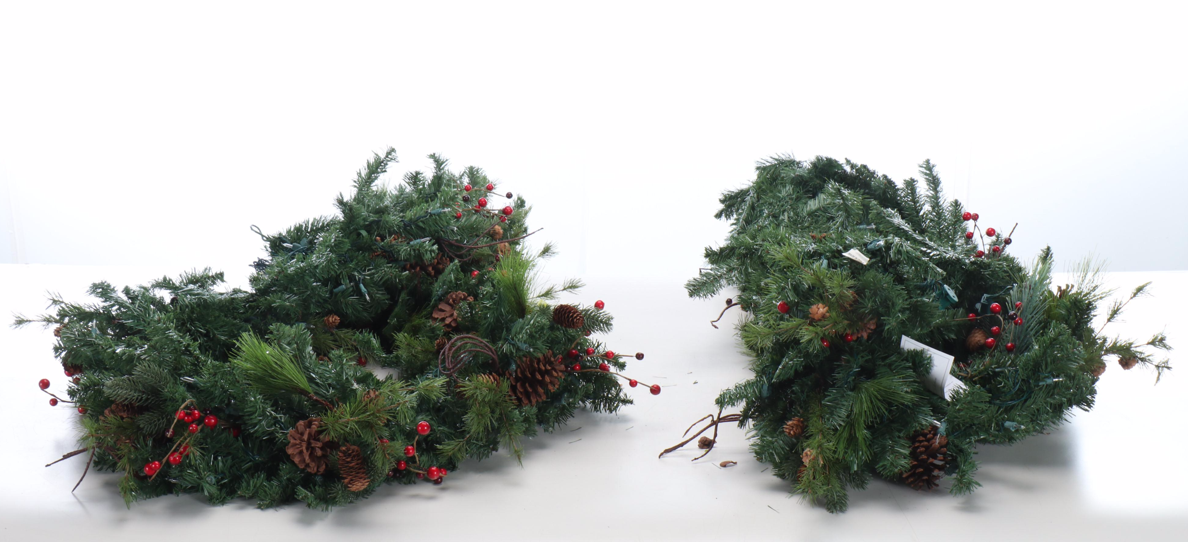 Frontgate Holiday Collection Light-Up Artificial Evergreen Garlands