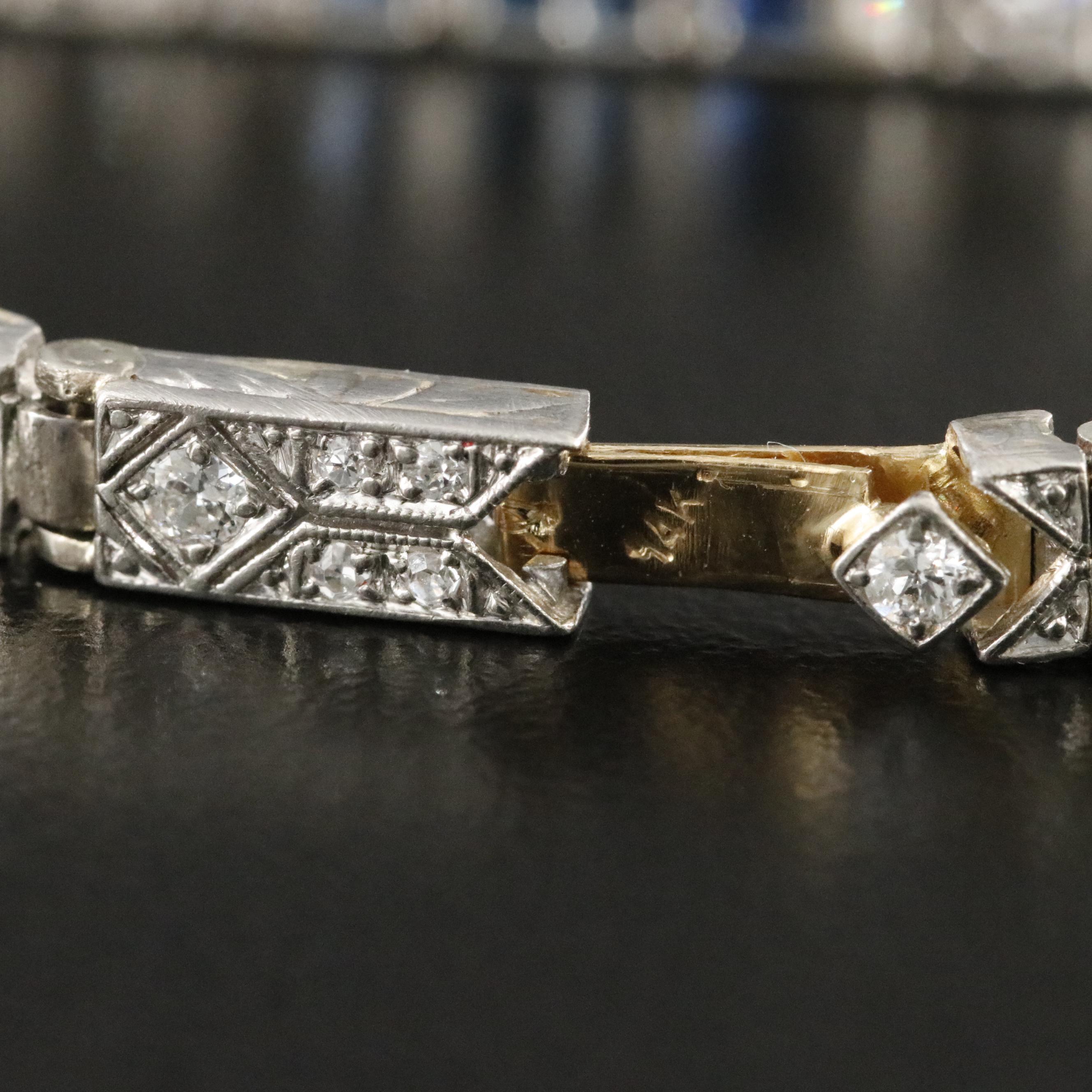 Art Deco Platinum 1.25 CTW Diamond and Sapphire Line Bracelet
