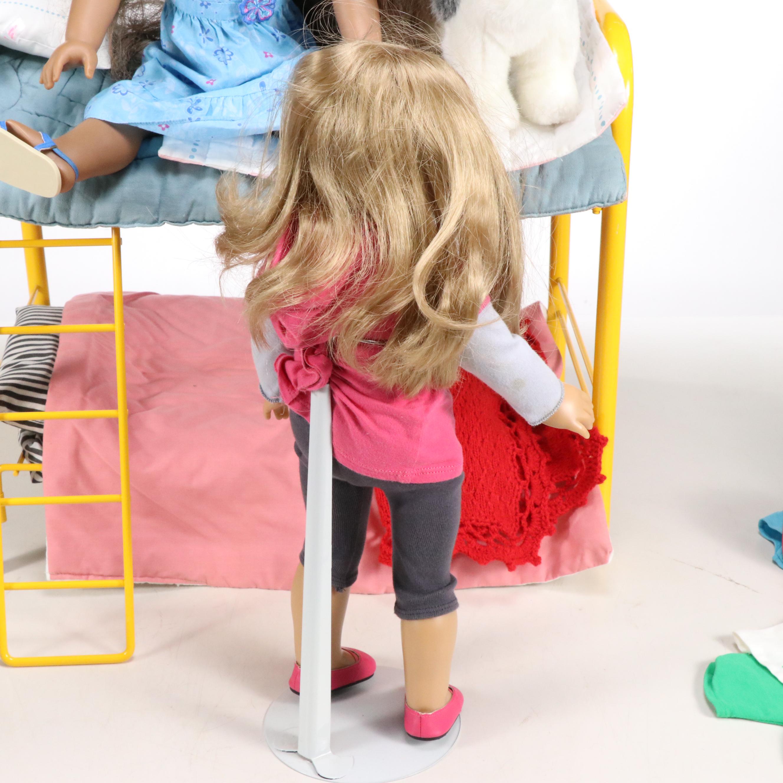 American Girl Dolls with Bunk Bed, Companion Pets, and More Accessories