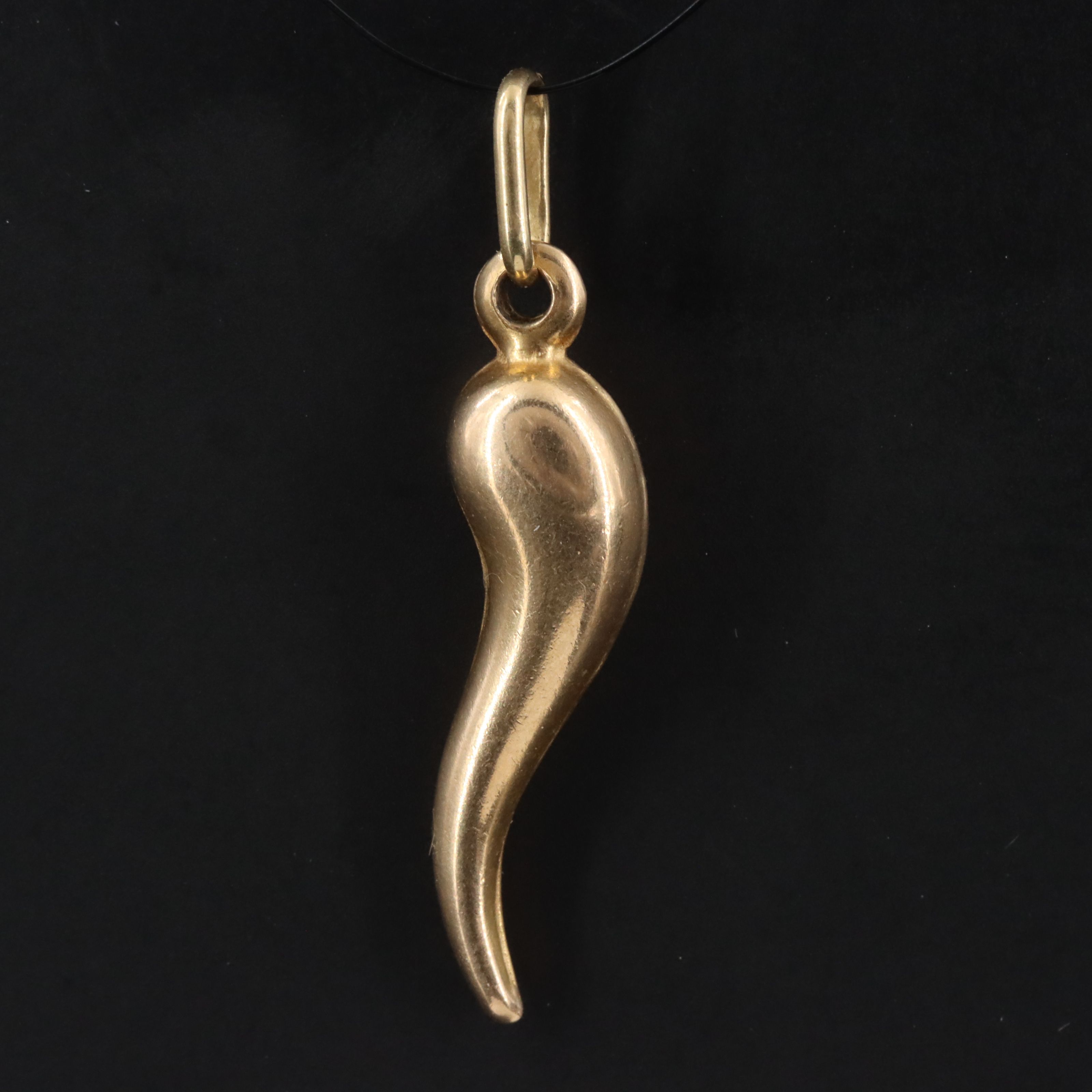 Italian 14K Cornicello Charm Pendant