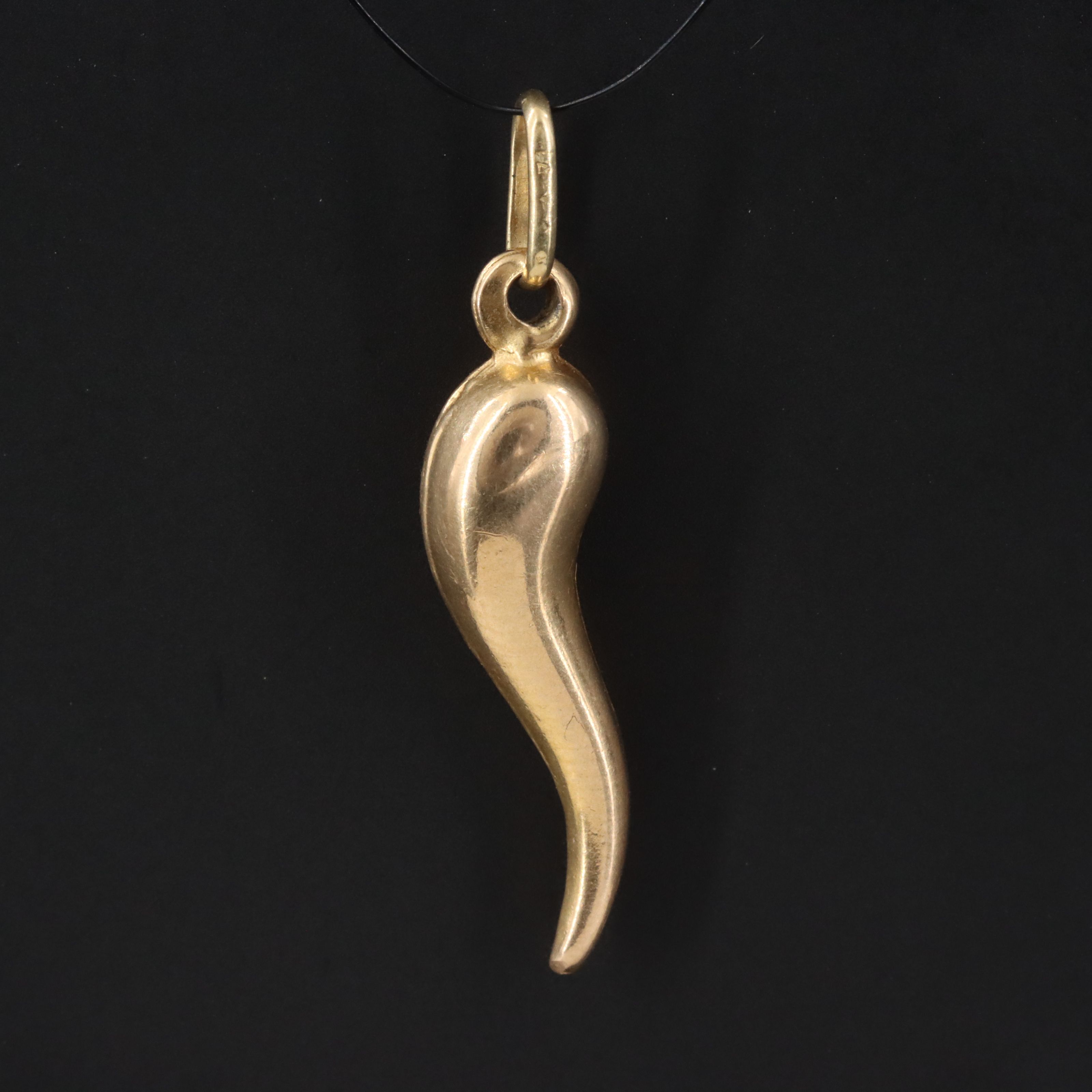 Italian 14K Cornicello Charm Pendant