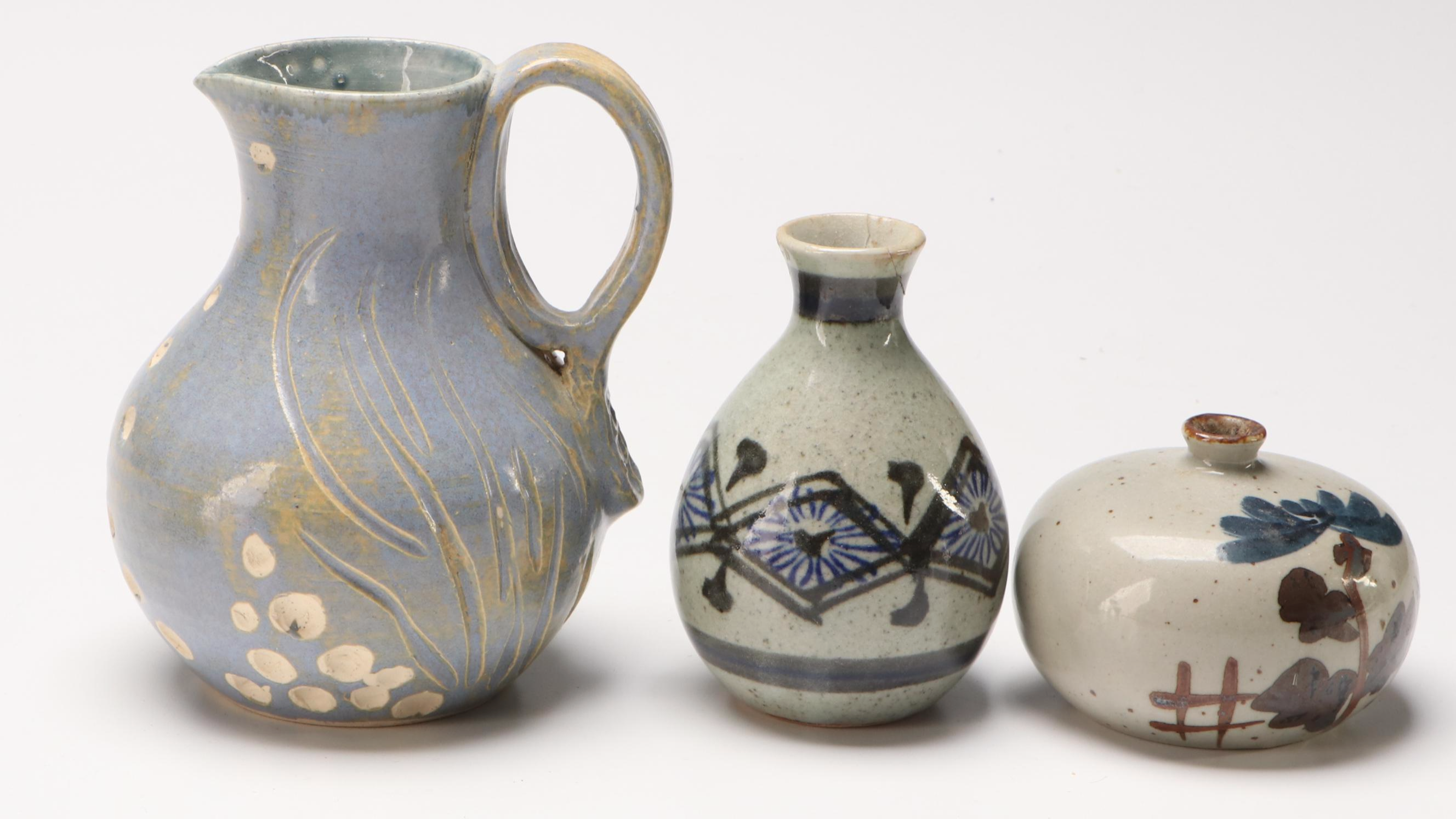 Chinese Famille Rose with Other Pottery Vases and Pitcher, Mid to Late 20th C.