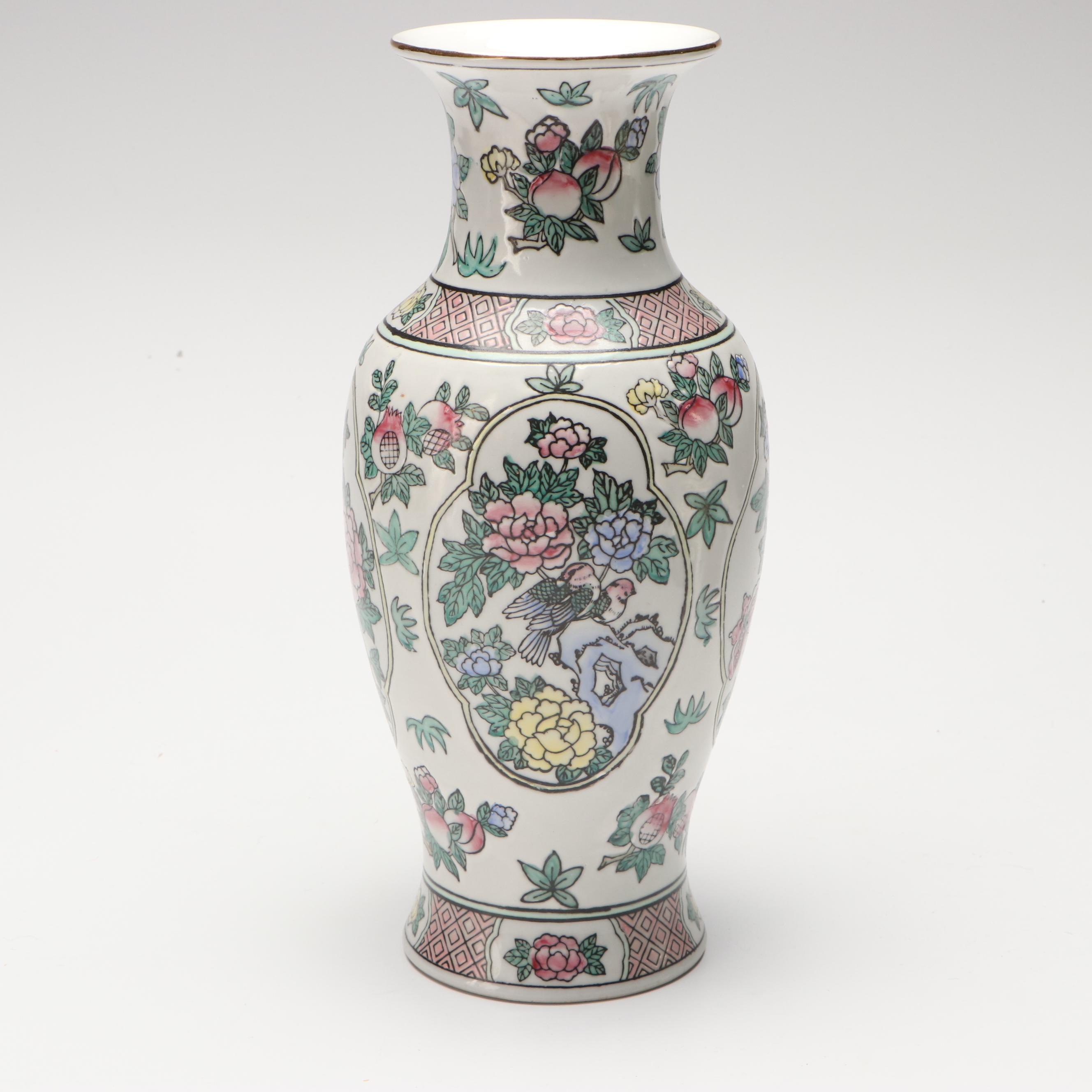 Chinese Famille Rose with Other Pottery Vases and Pitcher, Mid to Late 20th C.