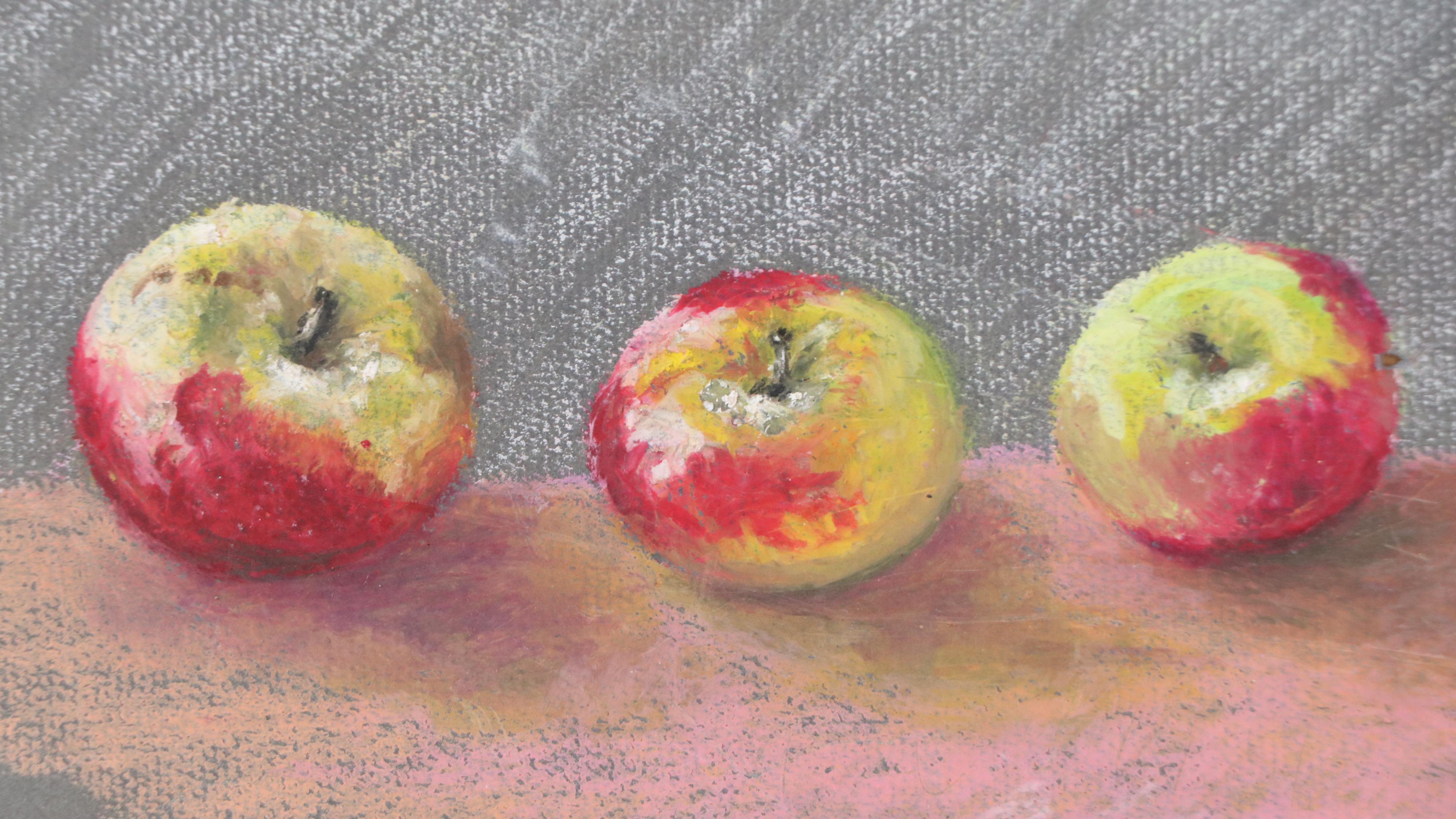 Still Life Oil Pastel Drawing of Apples