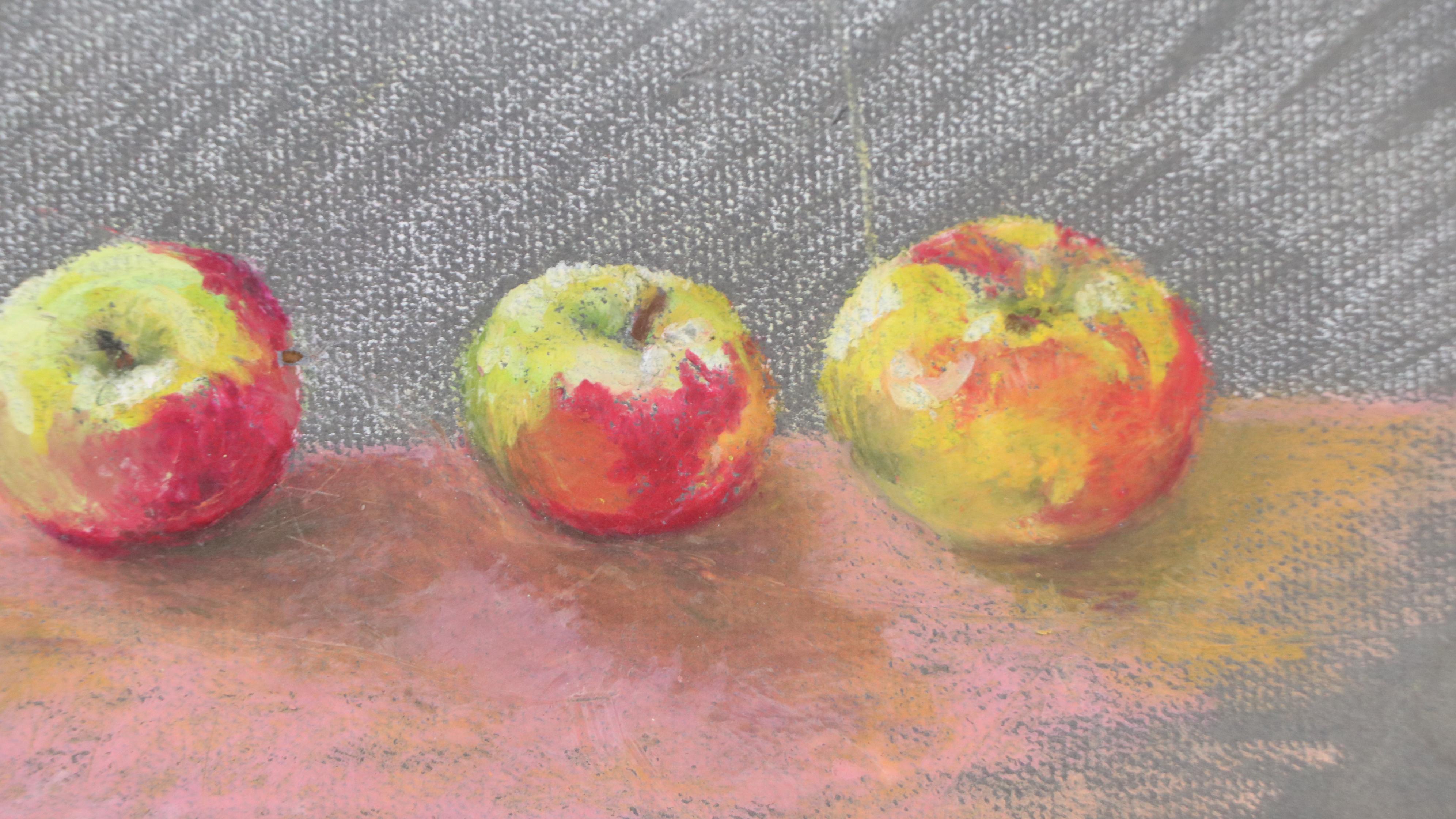 Still Life Oil Pastel Drawing of Apples