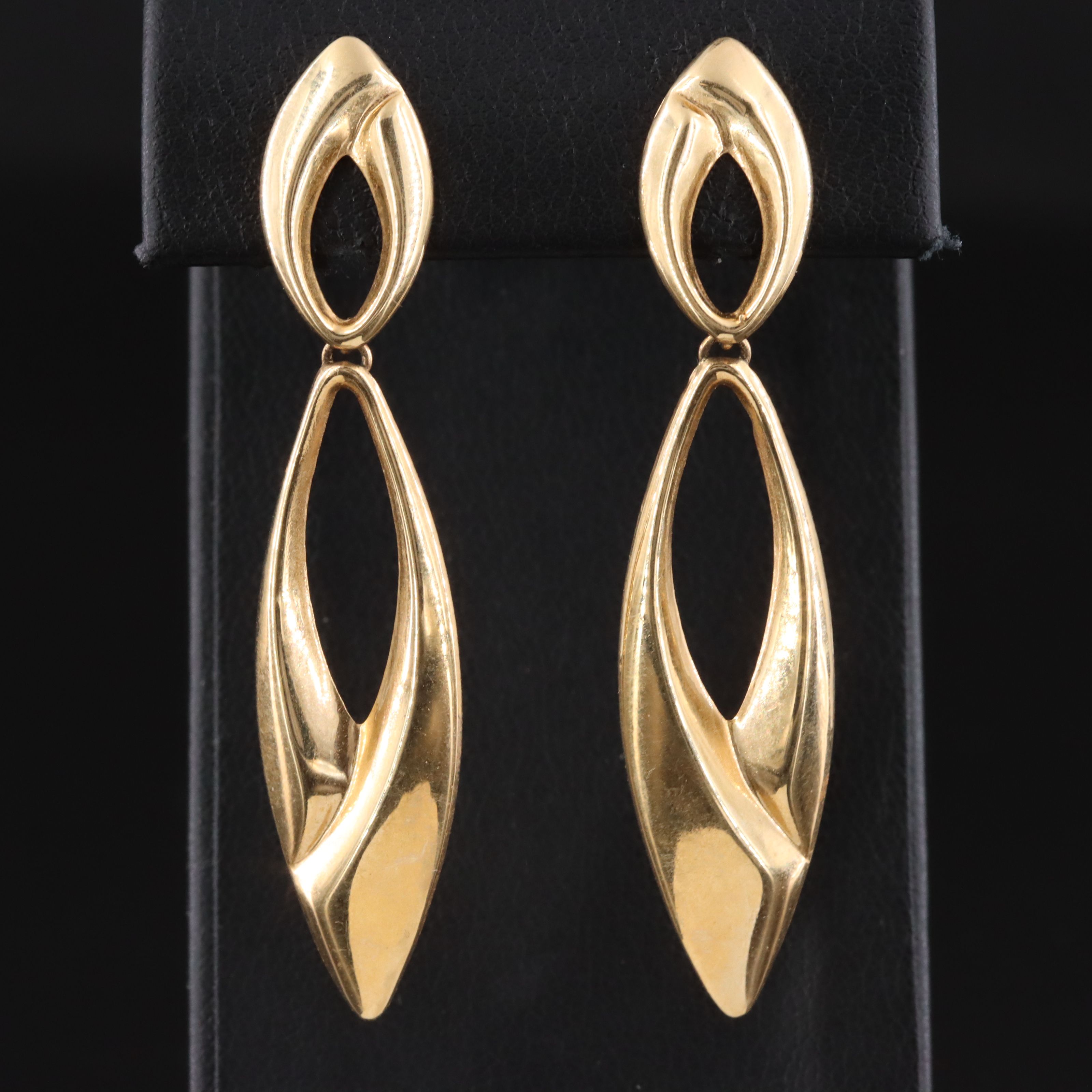 14K Navette Drop Earrings