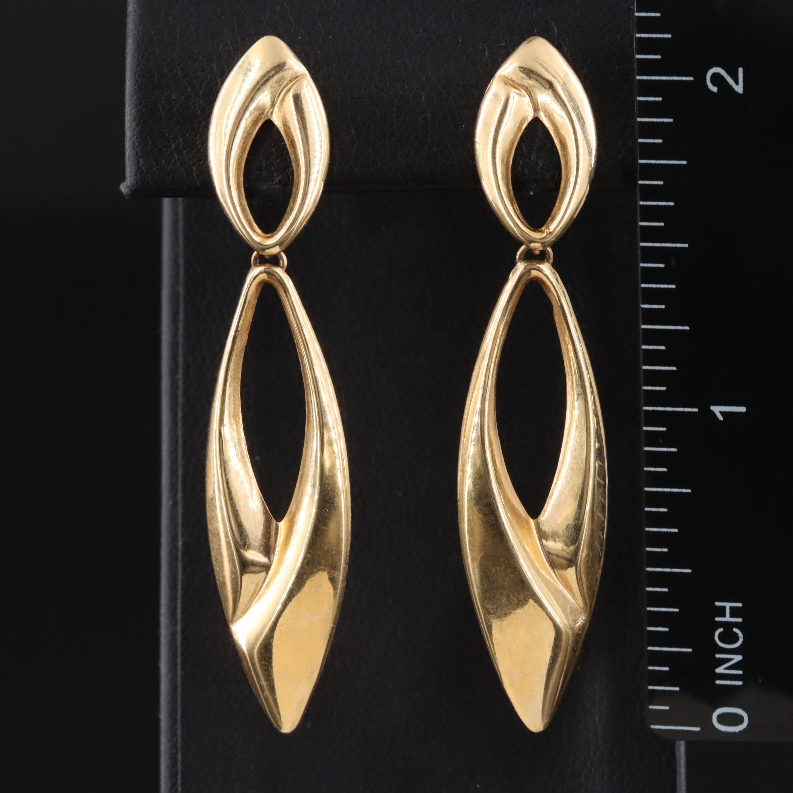 14K Navette Drop Earrings