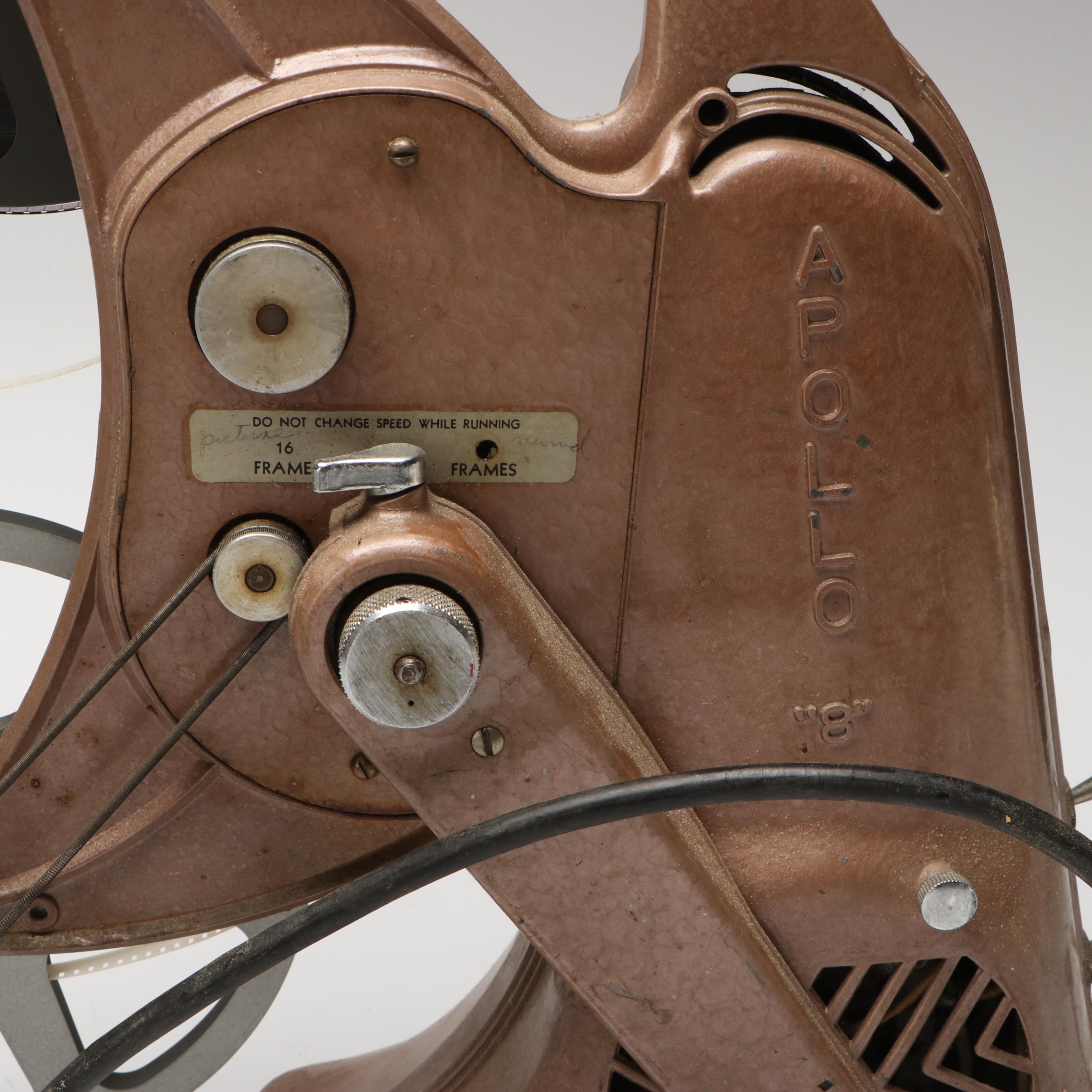 Apollo Art Deco 8mm Movie Projector with Reels, Mid-20th Century