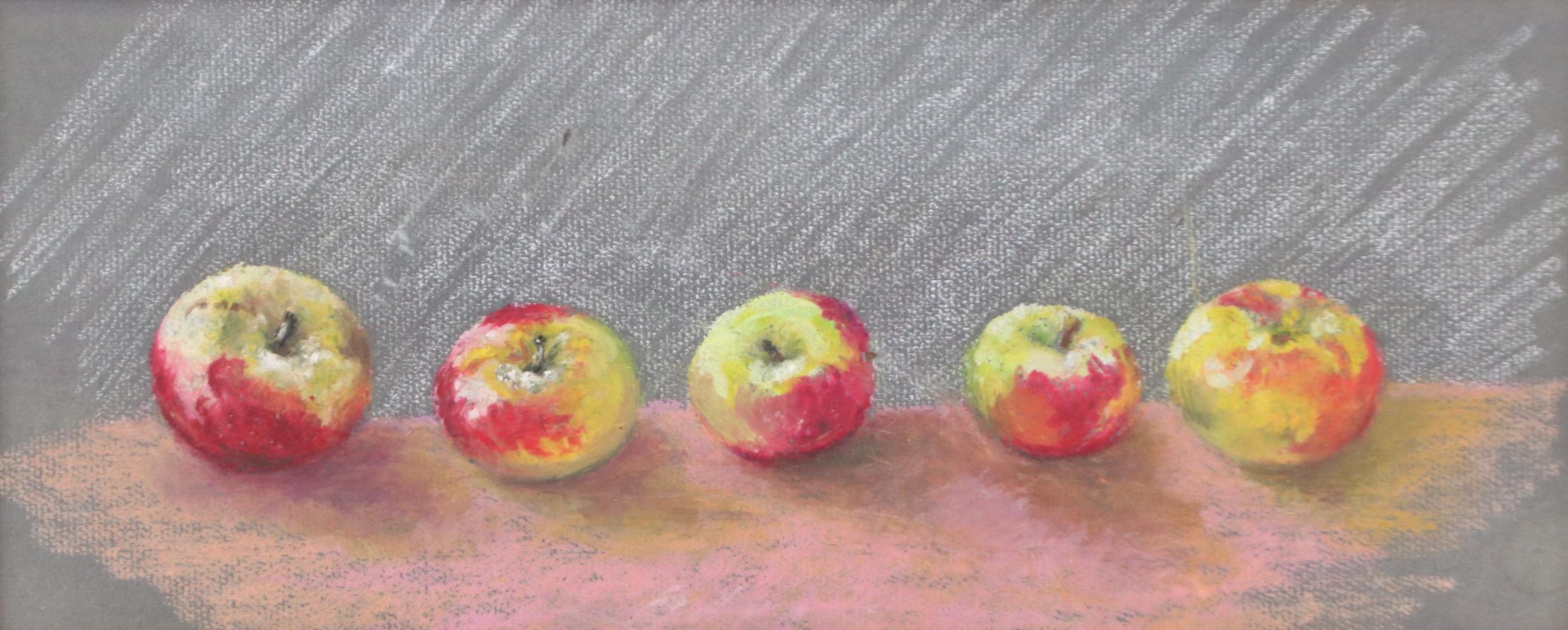 Still Life Oil Pastel Drawing of Apples
