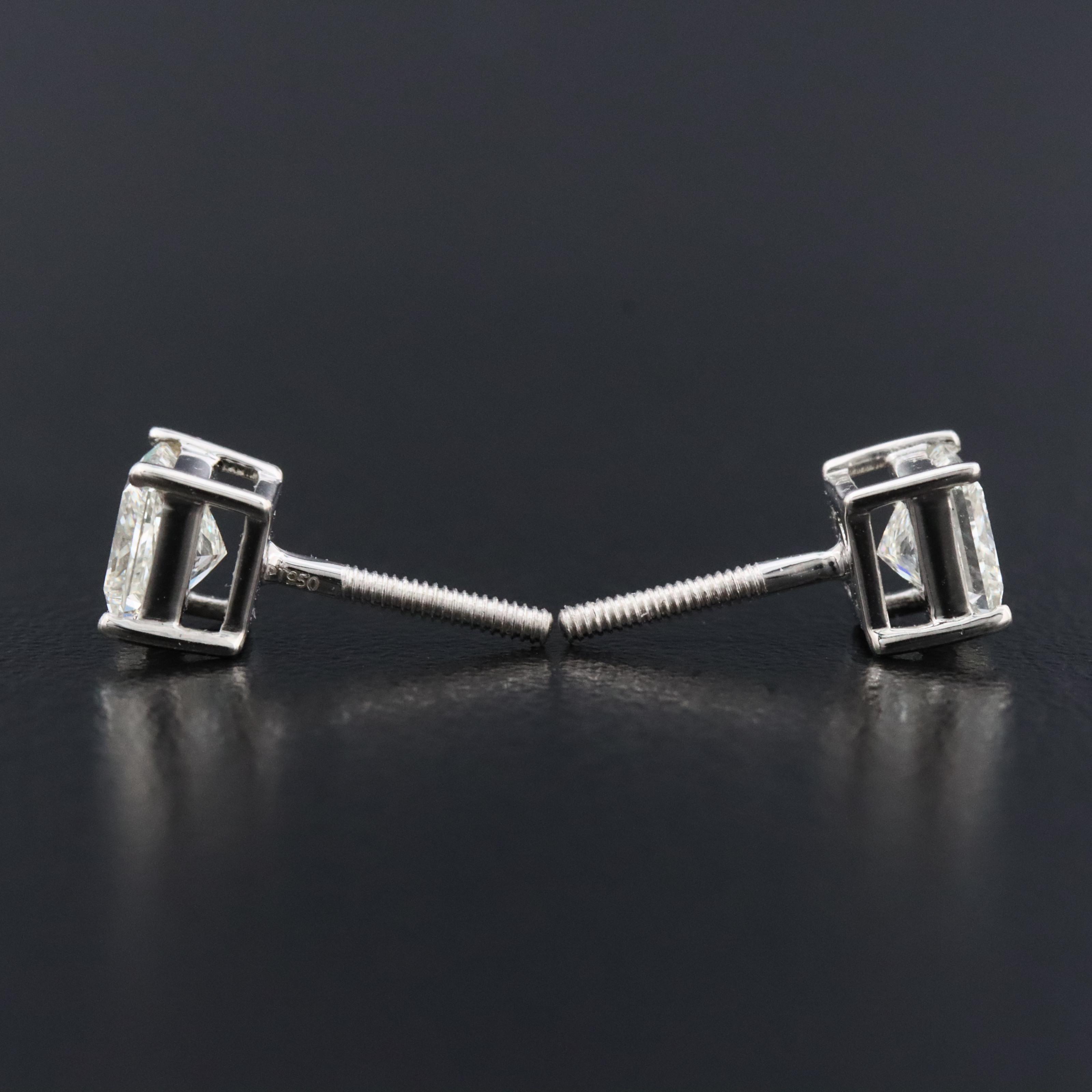 Platinum 1.03 CTW Internally Flawless Diamond Stud Earrings with GIA Reports