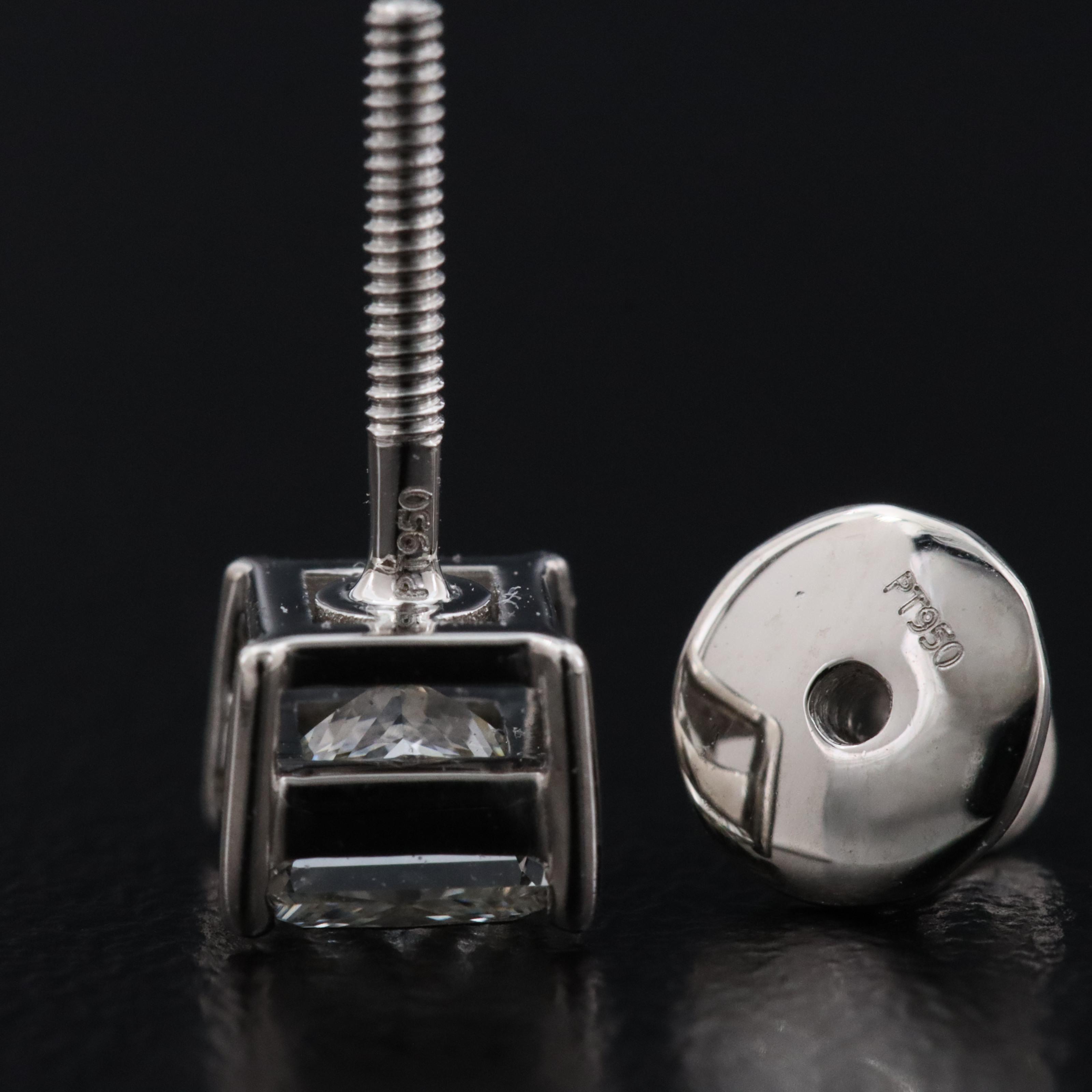 Platinum 1.03 CTW Internally Flawless Diamond Stud Earrings with GIA Reports