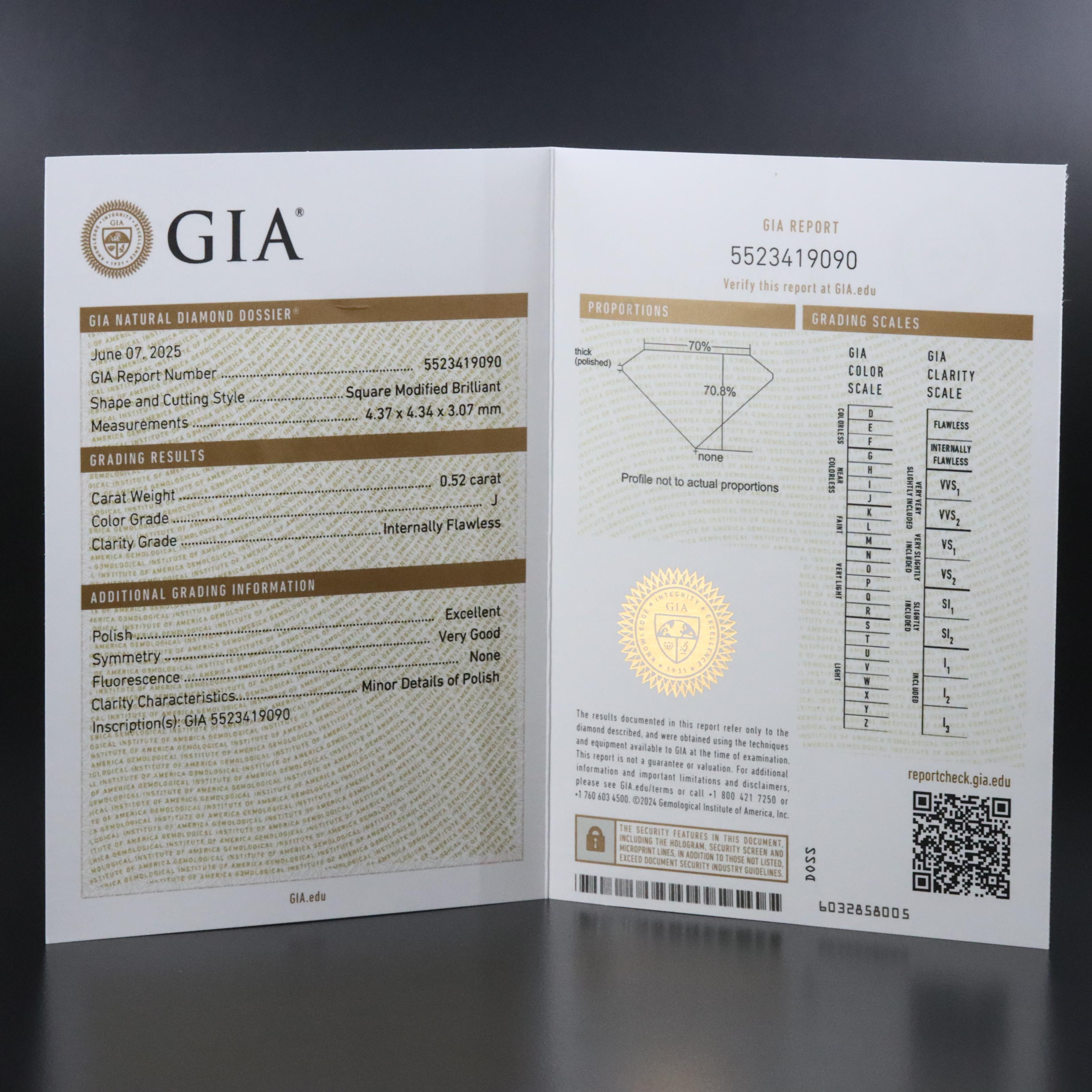 Platinum 1.03 CTW Internally Flawless Diamond Stud Earrings with GIA Reports