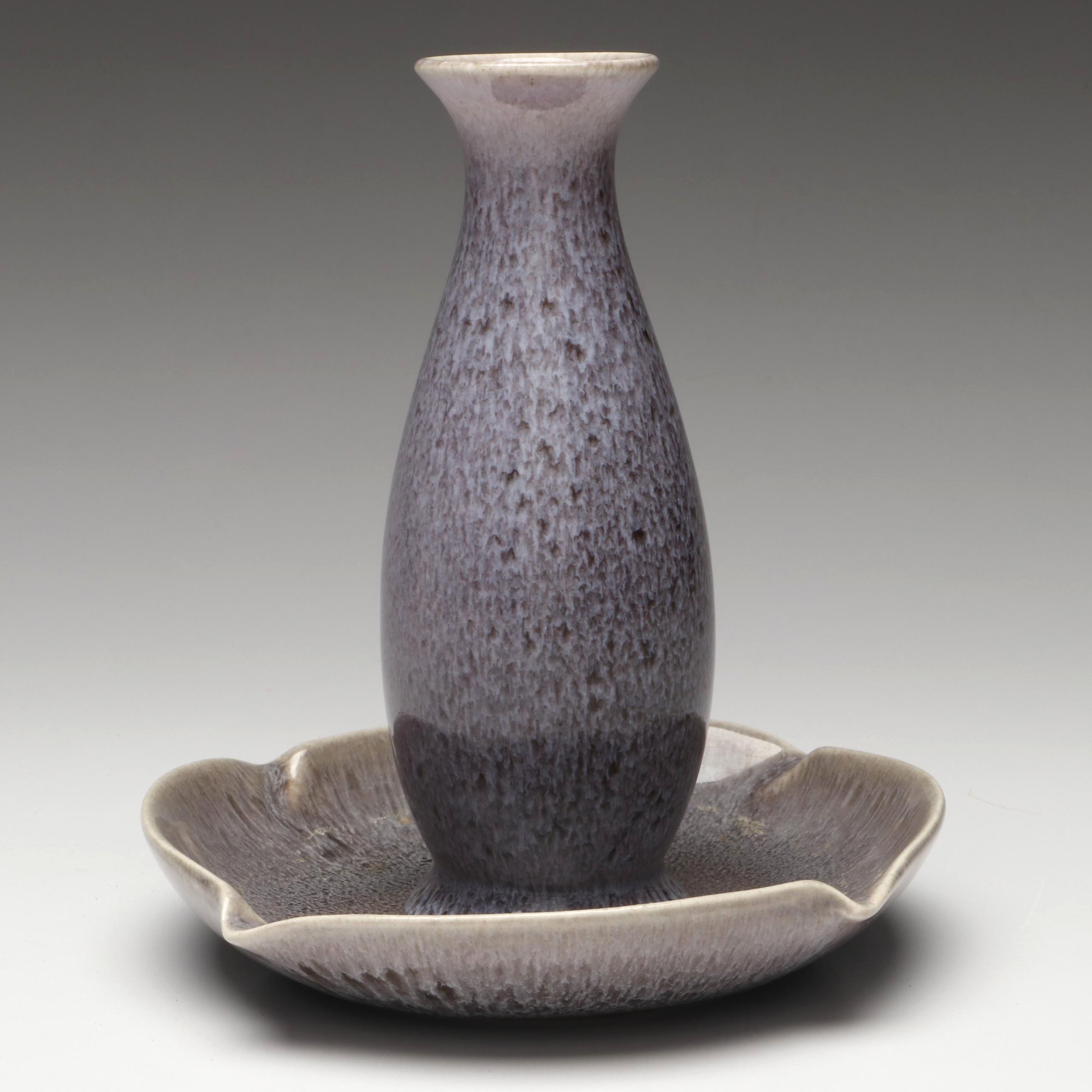 Rookwood Pottery Molten Glaze Vase and Dish, Mid-20th Century