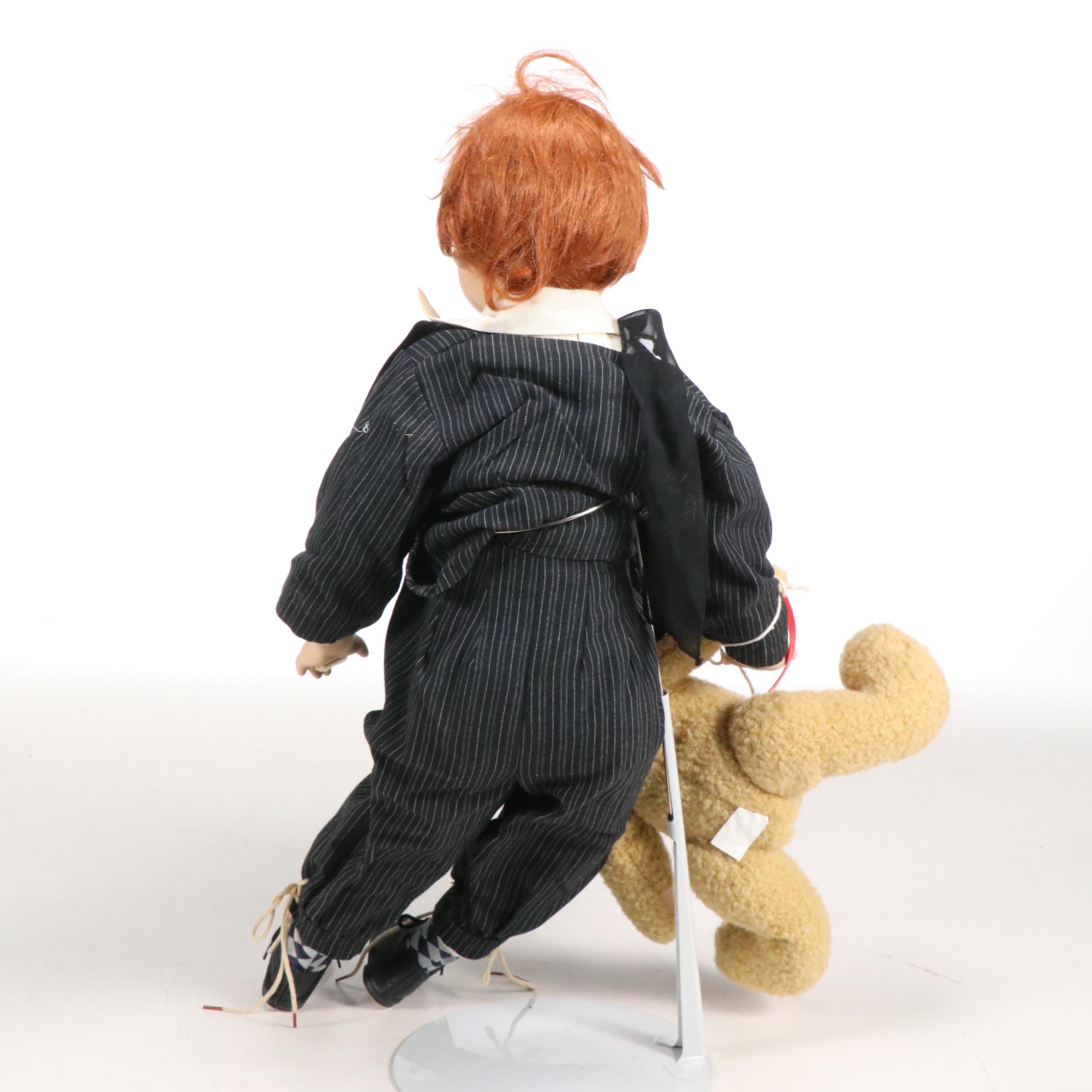 Dolls by Jerri Huckleberry Finn and German Boy with Teddy Bear Porcelain Dolls