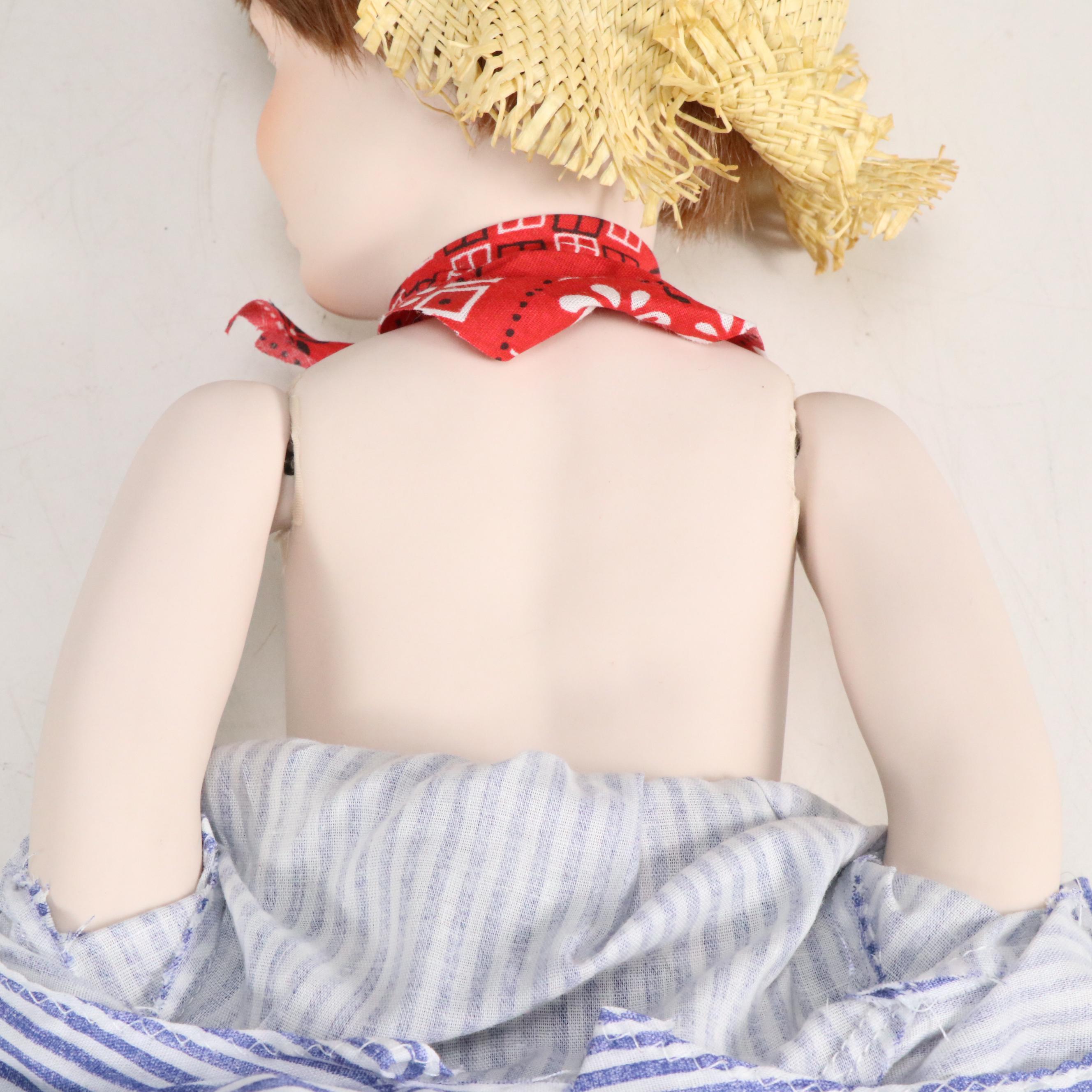 Dolls by Jerri Huckleberry Finn and German Boy with Teddy Bear Porcelain Dolls