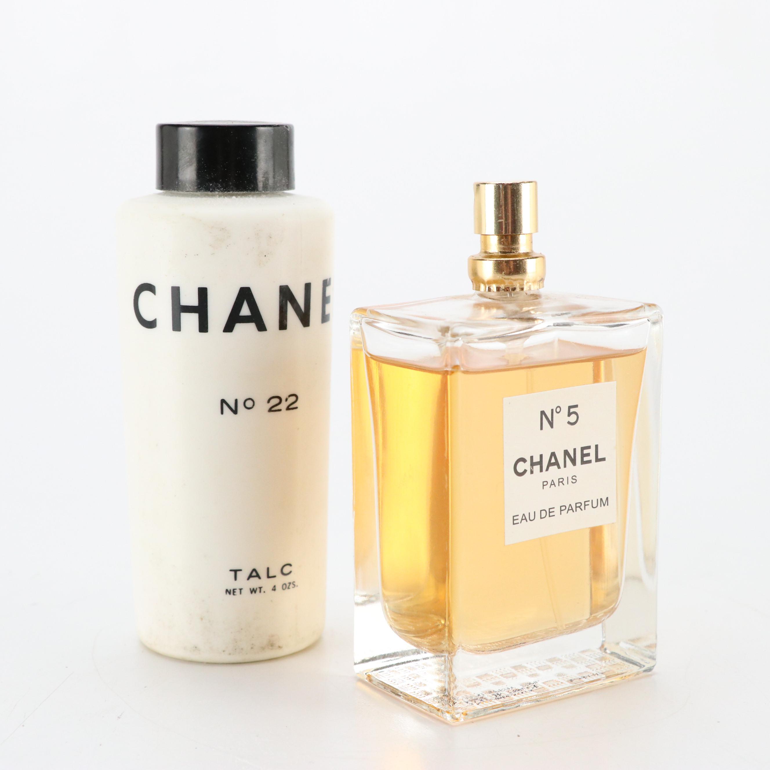 Chanel N°5 Eau de Parfum 750ml Bottle and N°22 Talc 4oz Container