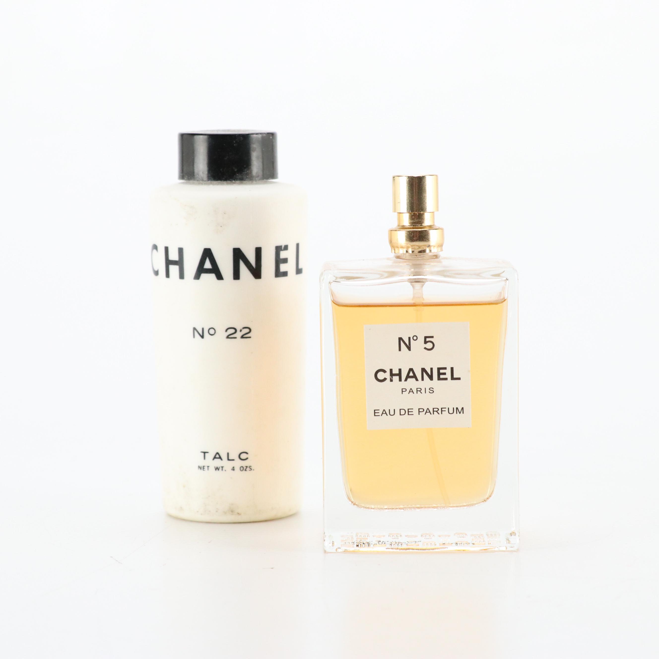 Chanel N°5 Eau de Parfum 750ml Bottle and N°22 Talc 4oz Container