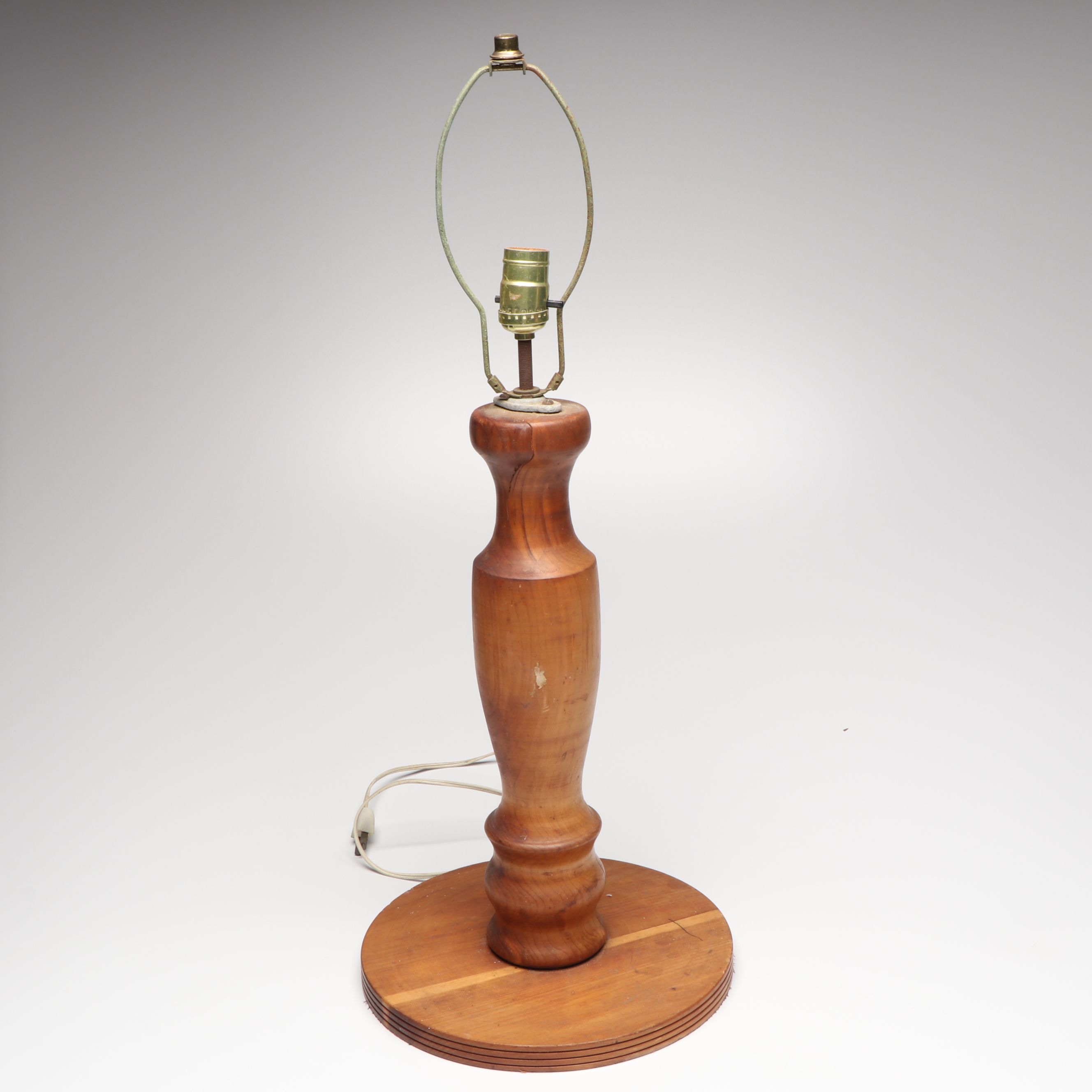 Vintage Wood Pillar Table Lamps