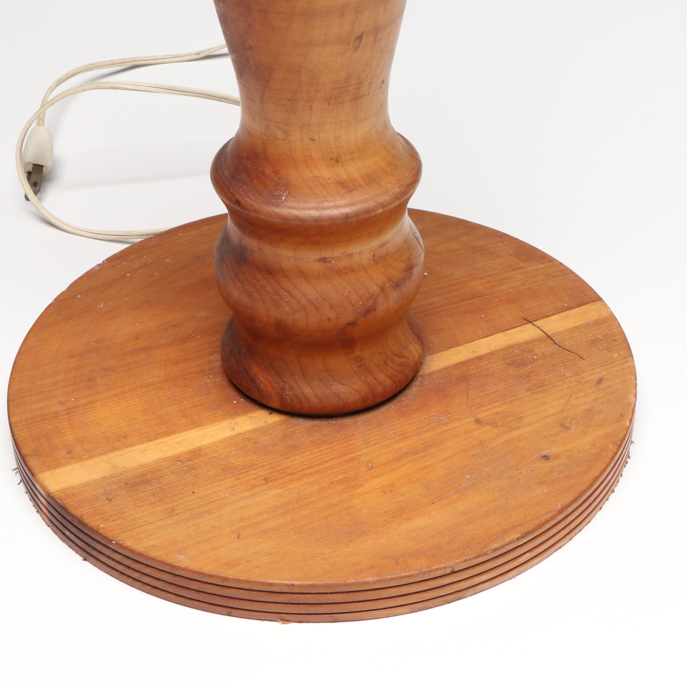 Vintage Wood Pillar Table Lamps