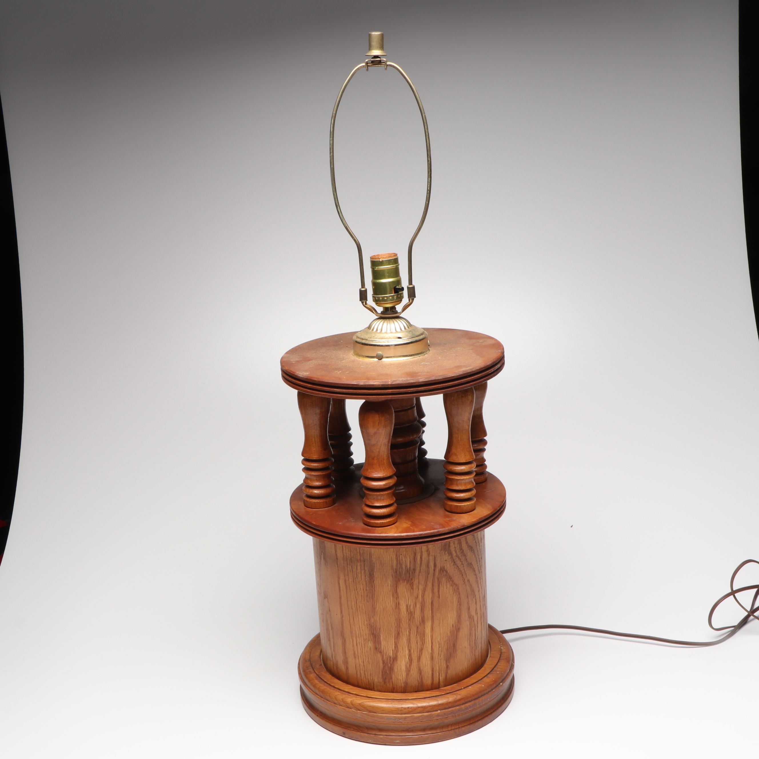 Vintage Wood Pillar Table Lamps