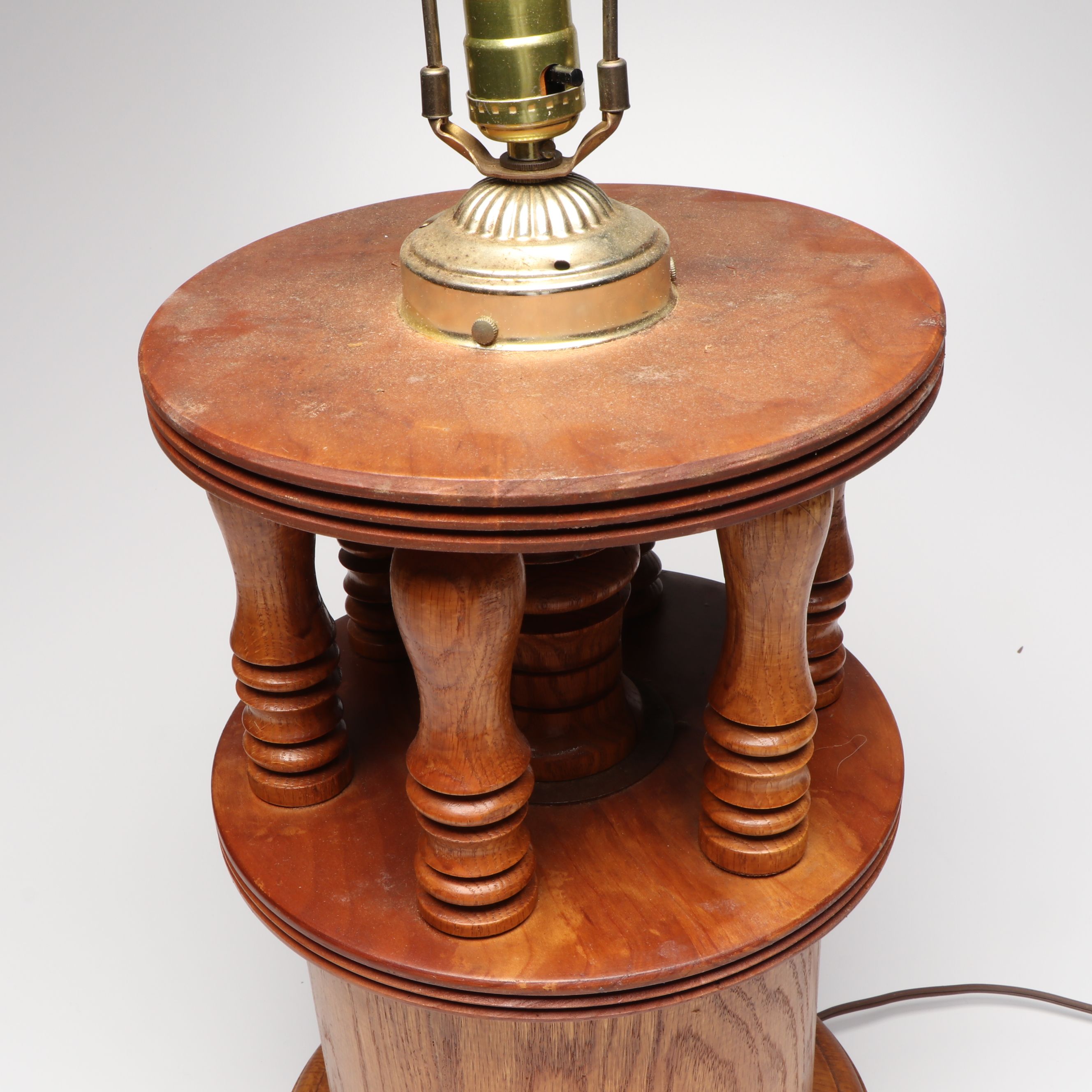 Vintage Wood Pillar Table Lamps