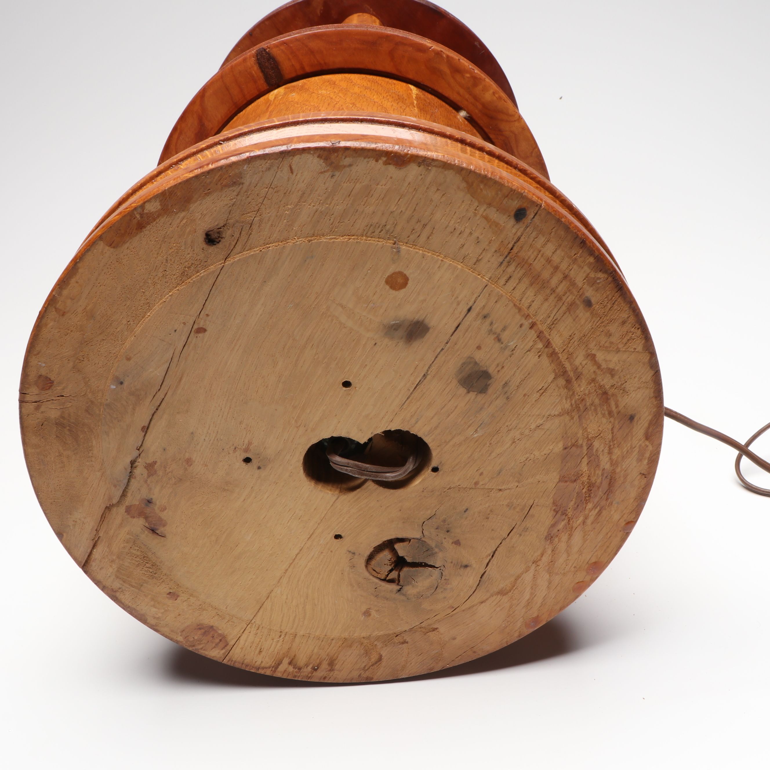 Vintage Wood Pillar Table Lamps