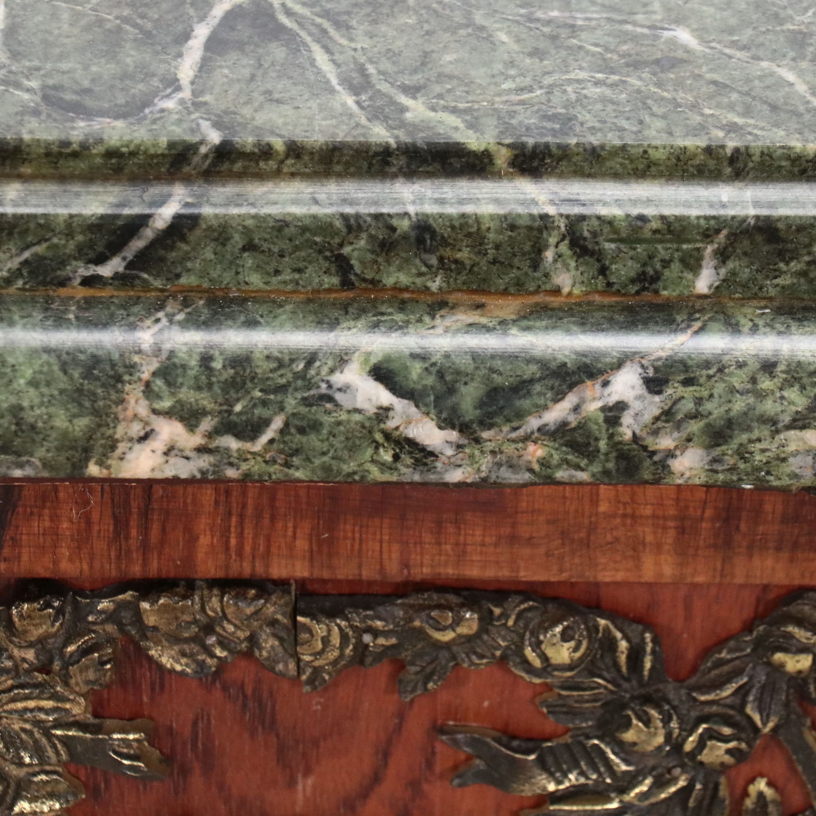 Louis XVI Style Bronze Mounted Marquetry Marble Top Buffet After Riesener
