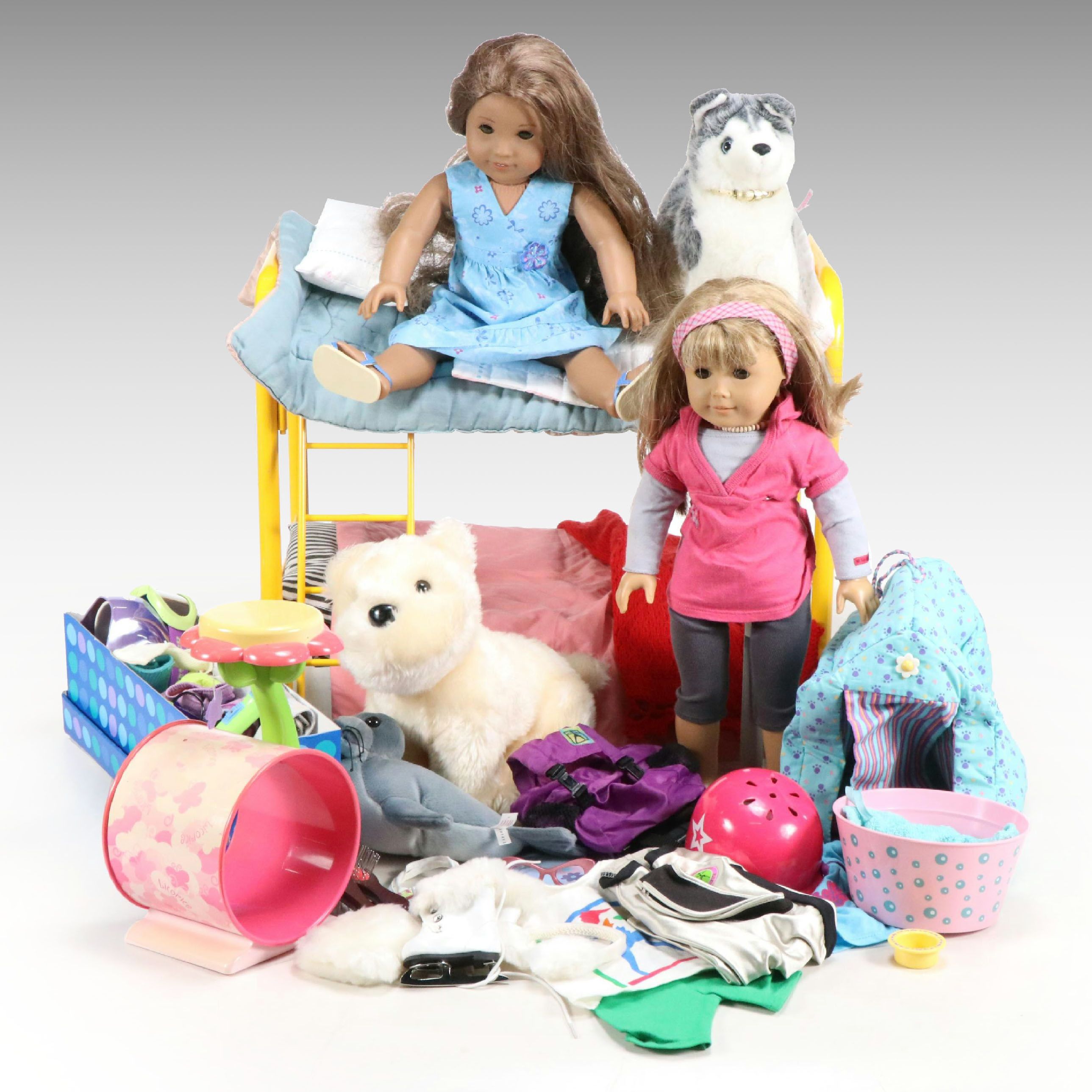 American Girl Dolls with Bunk Bed, Companion Pets, and More Accessories