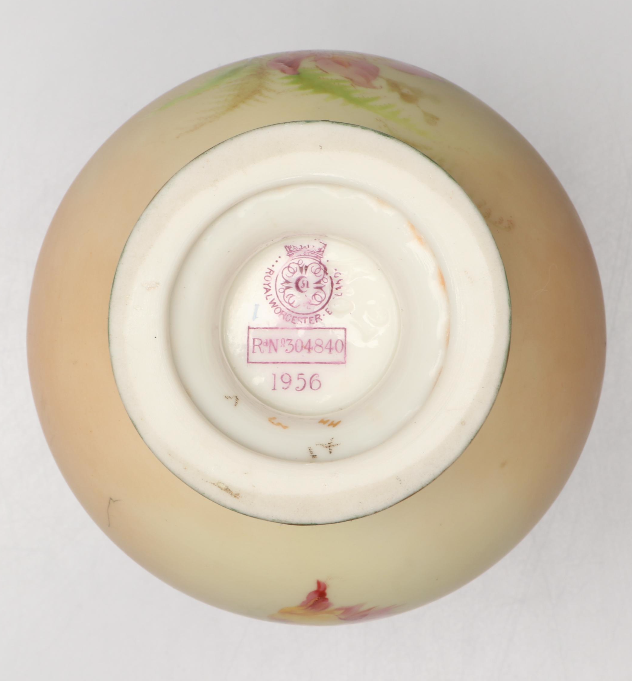 Royal Worcester Blush Ivory Porcelain Bud Vase with Cupid Head Handles