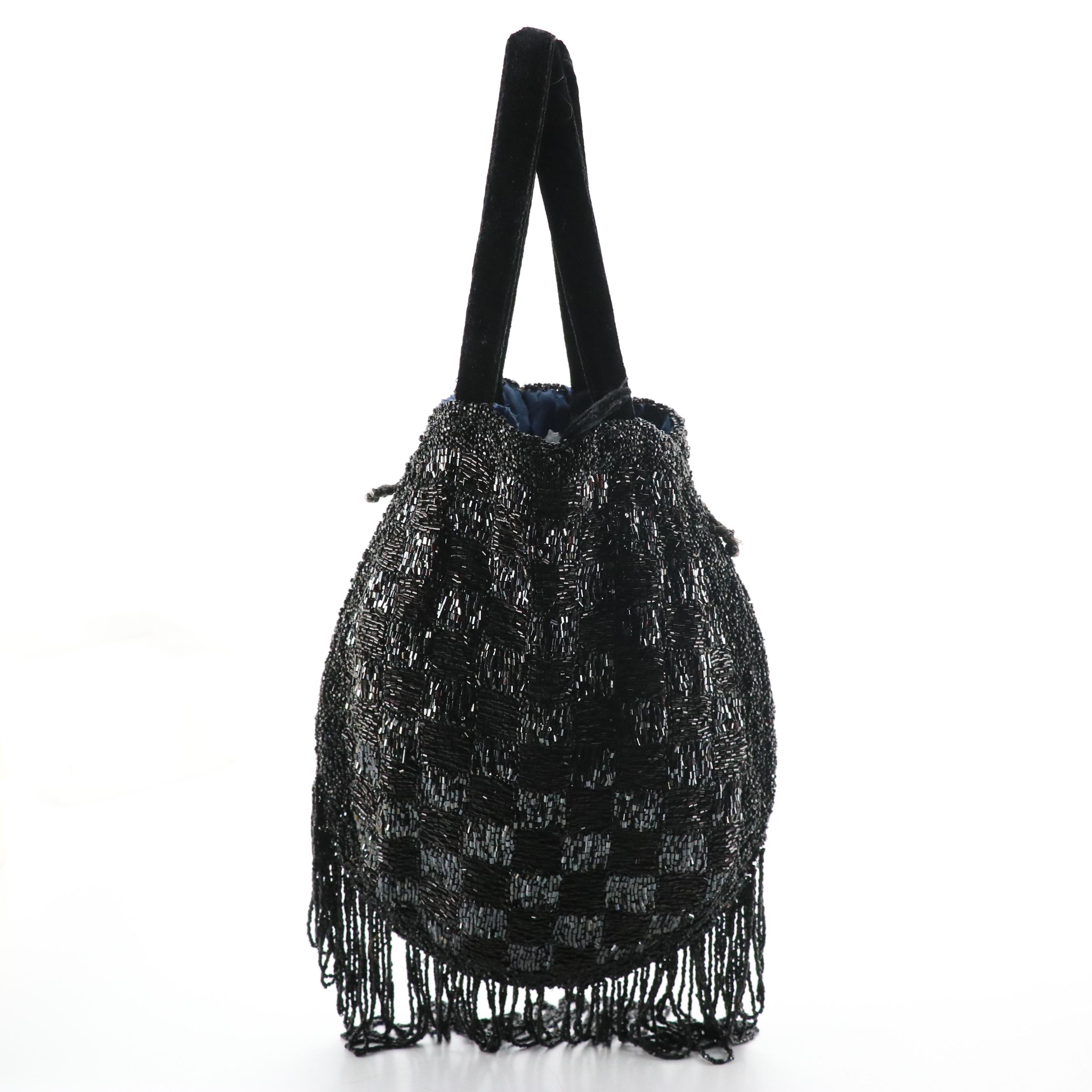 Japanese Saga-Nishiki Brocade Bag with Other Petit Point, Beaded, Metal Purses