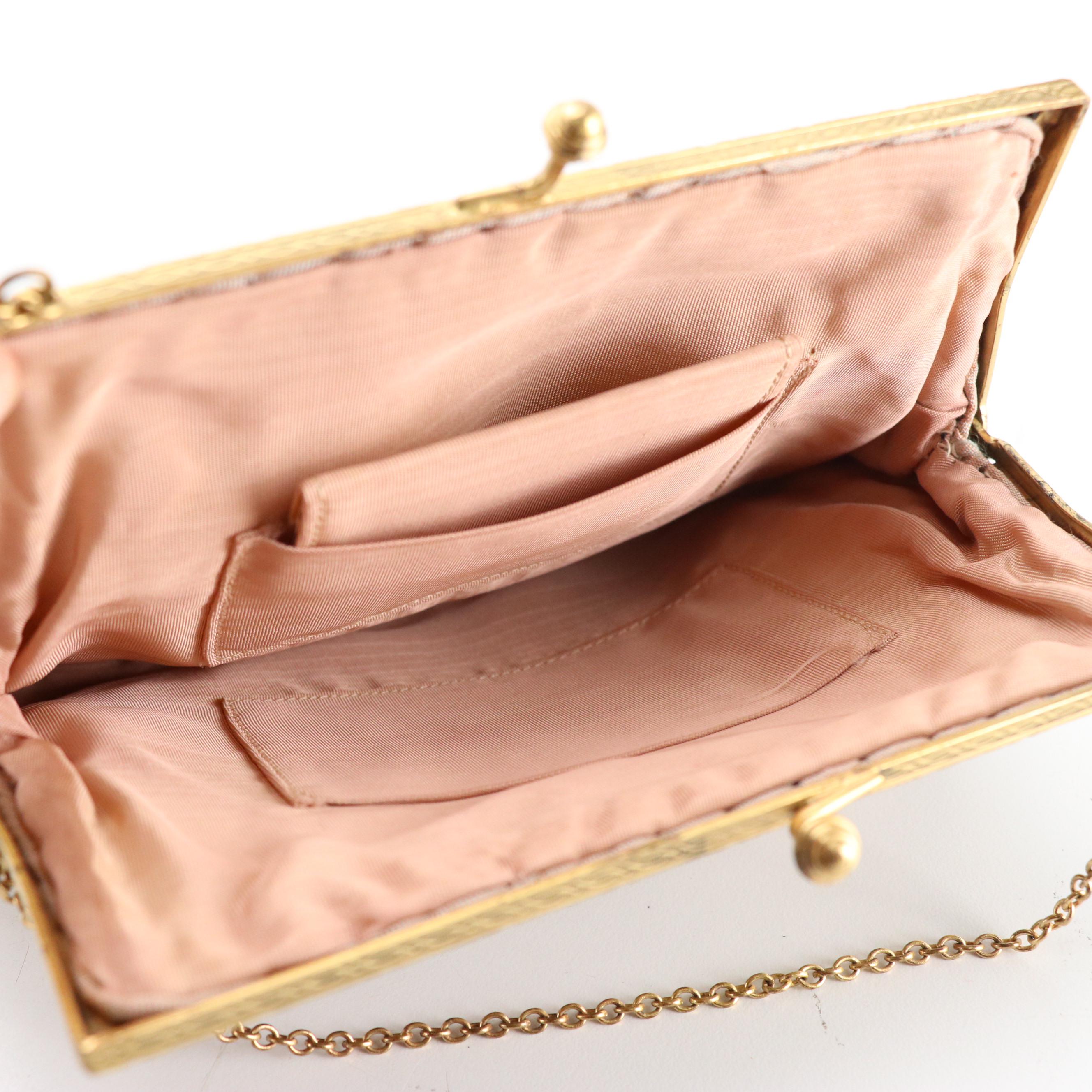 Japanese Saga-Nishiki Brocade Bag with Other Petit Point, Beaded, Metal Purses