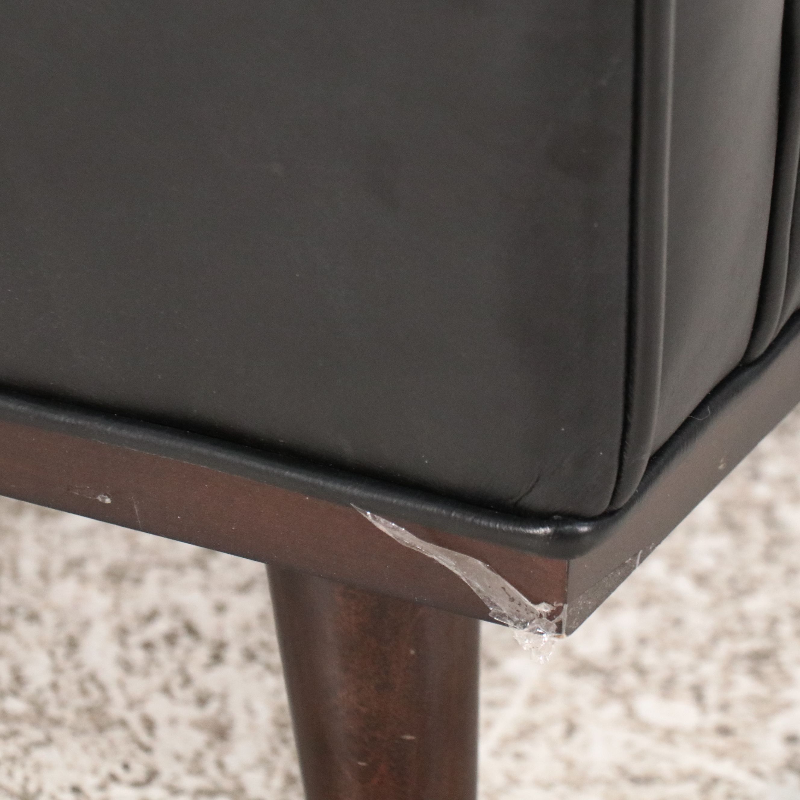 Woodworth Wooden Industries Mid Century Modern Faux Leather Armchair