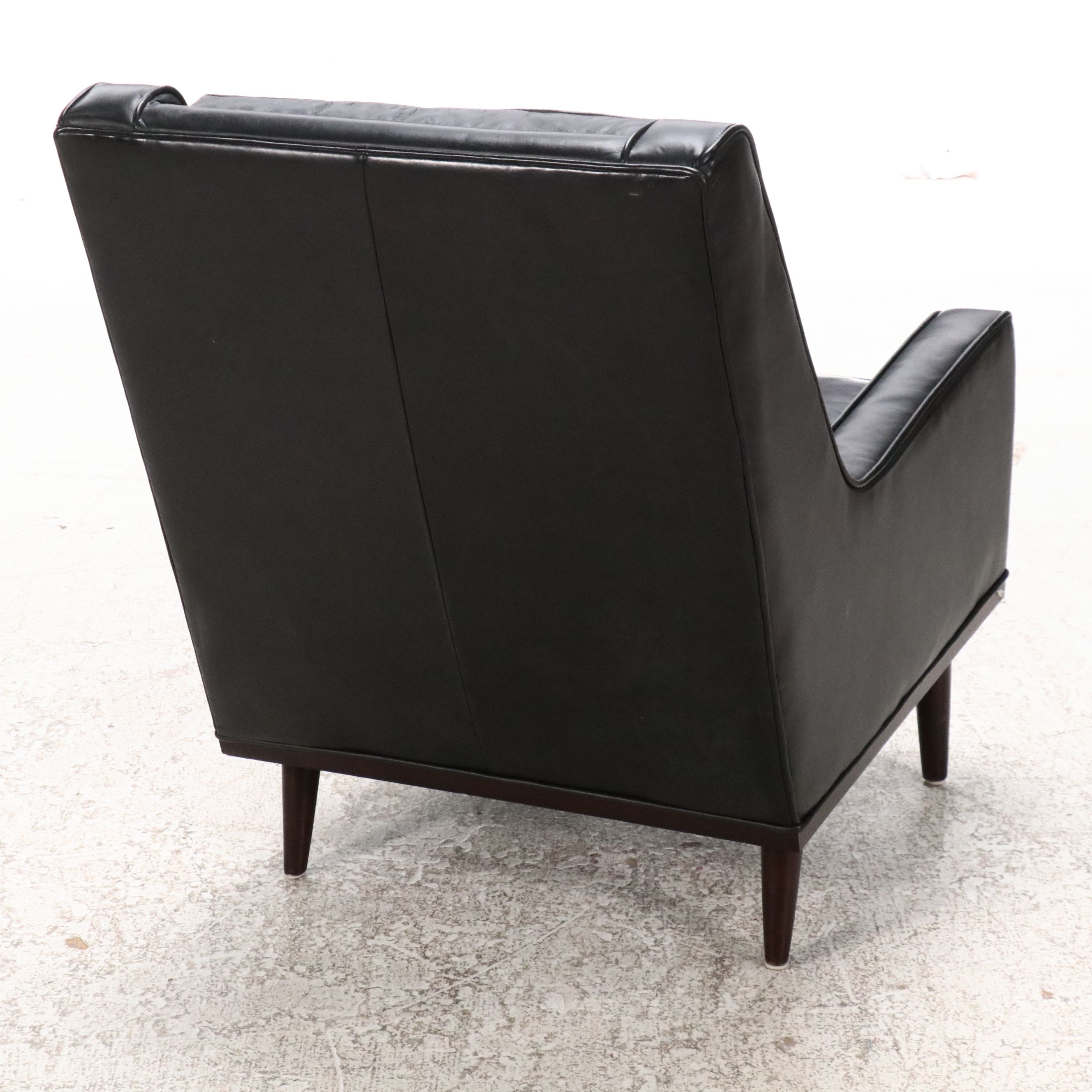 Woodworth Wooden Industries Mid Century Modern Faux Leather Armchair