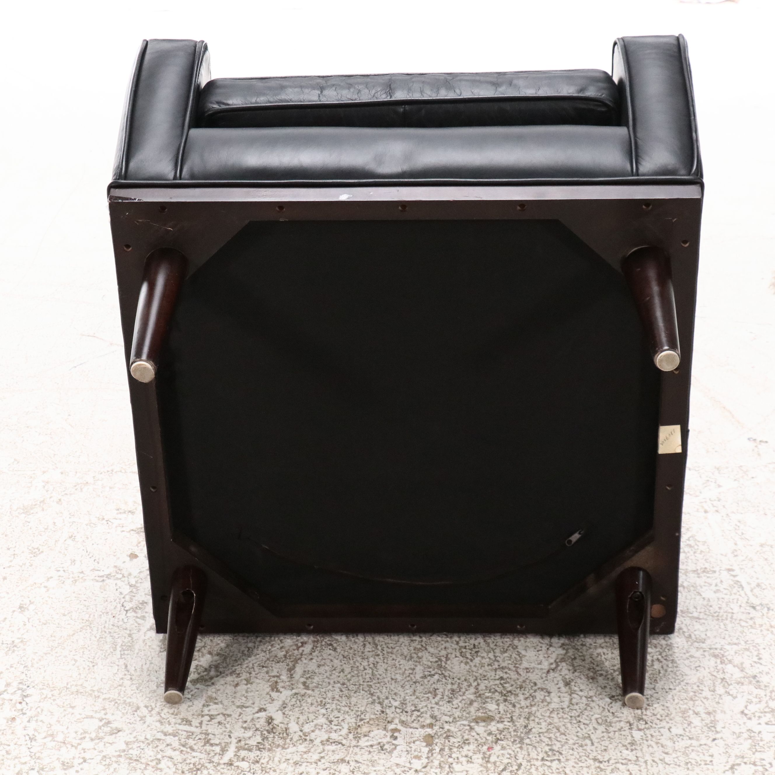 Woodworth Wooden Industries Mid Century Modern Faux Leather Armchair