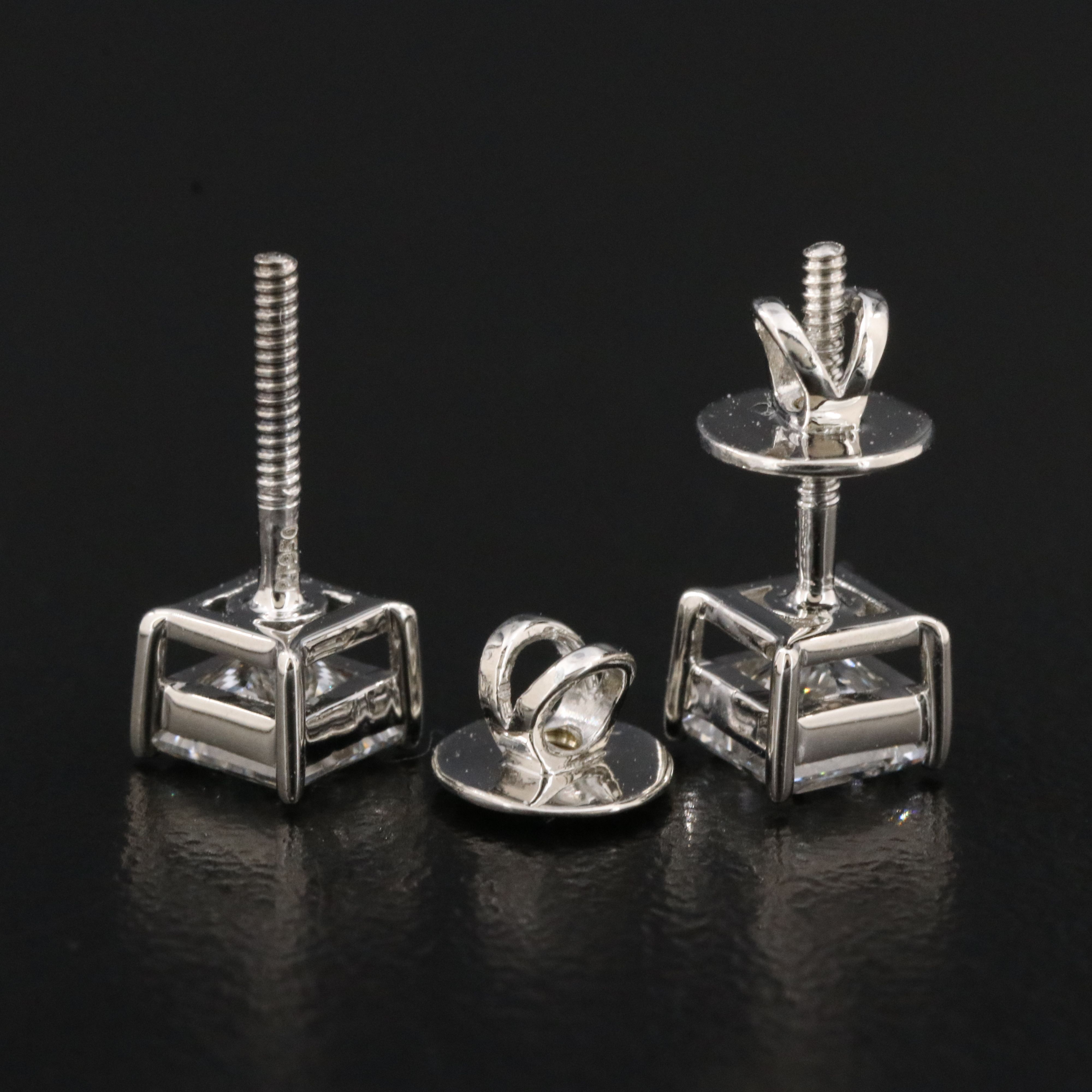 Platinum 1.02 CTW Diamond Stud Earrings with GIA Reports