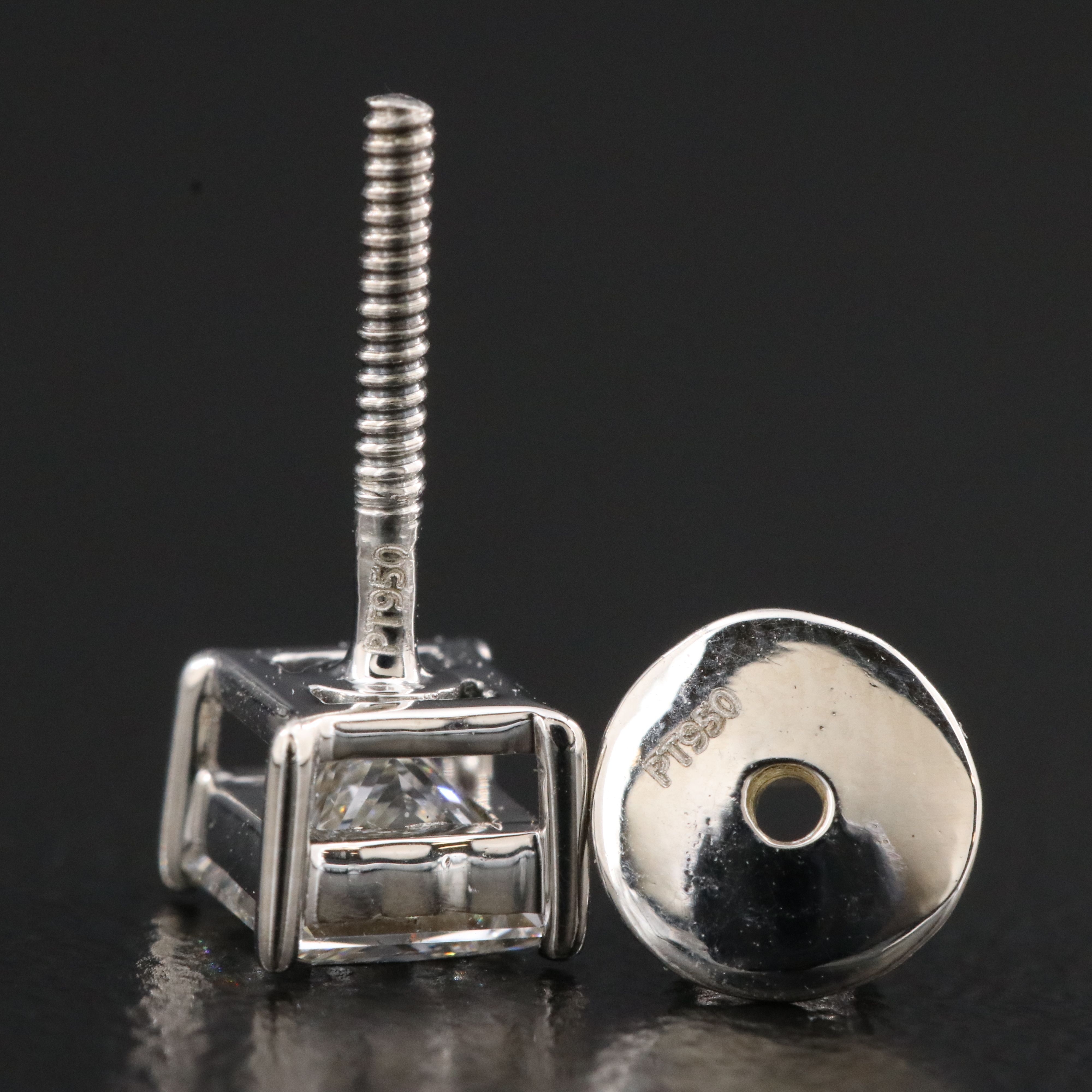 Platinum 1.02 CTW Diamond Stud Earrings with GIA Reports