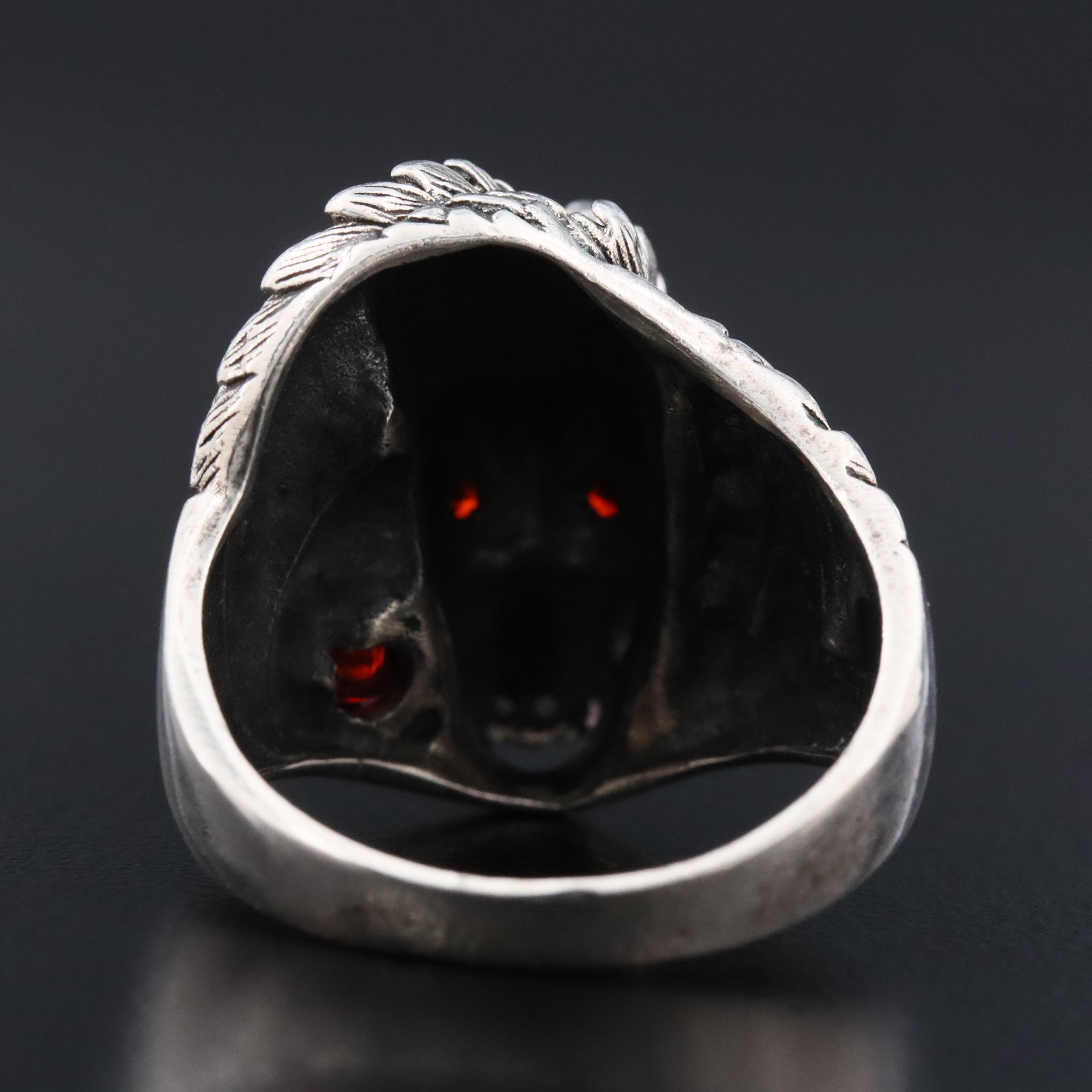 Sterling Garnet Dragon Ring