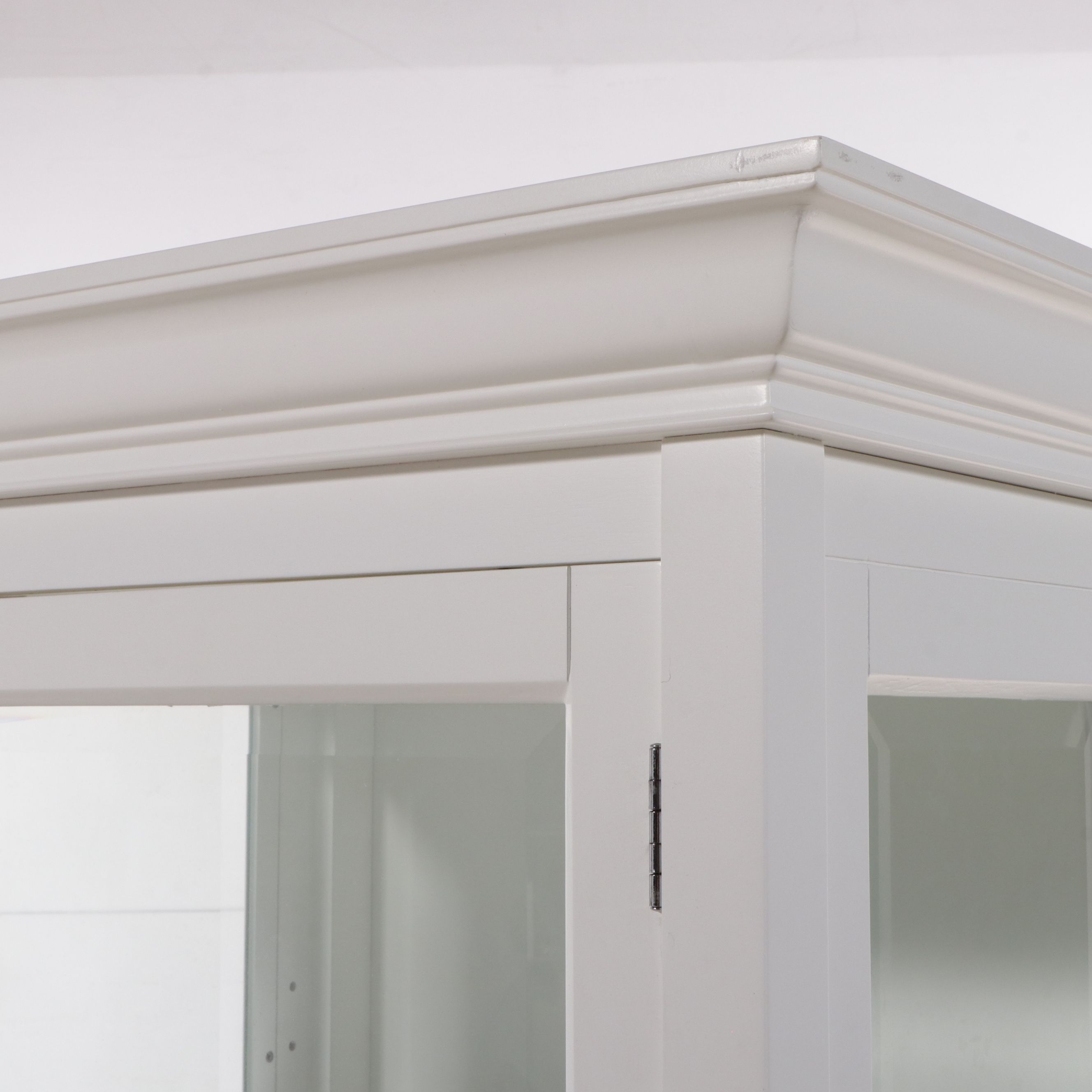 Farmhouse Style White Glass Front Cabinet