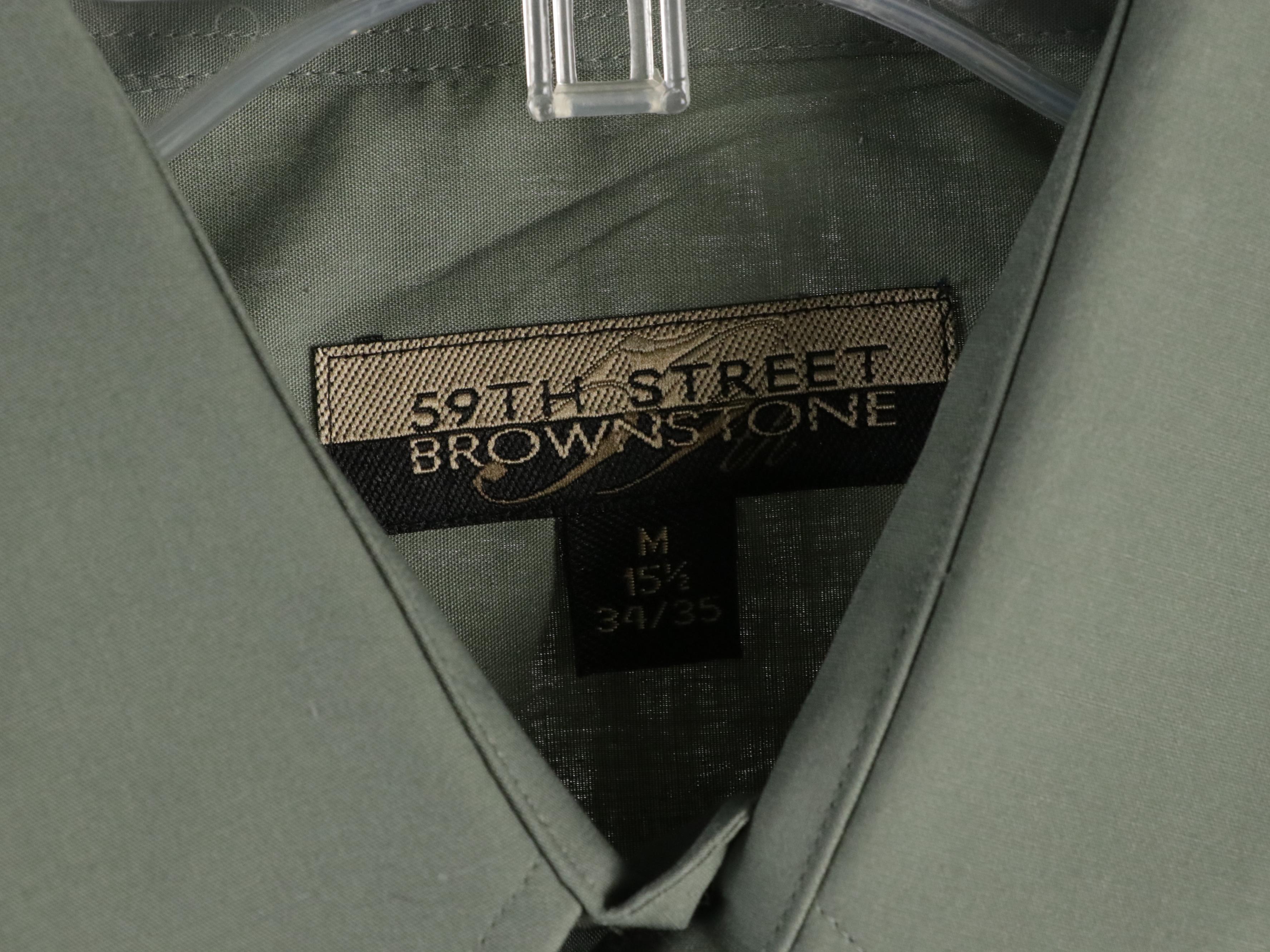 Men's Charter Club Green Leather & Brownstone Long Sleeve Button Up with More
