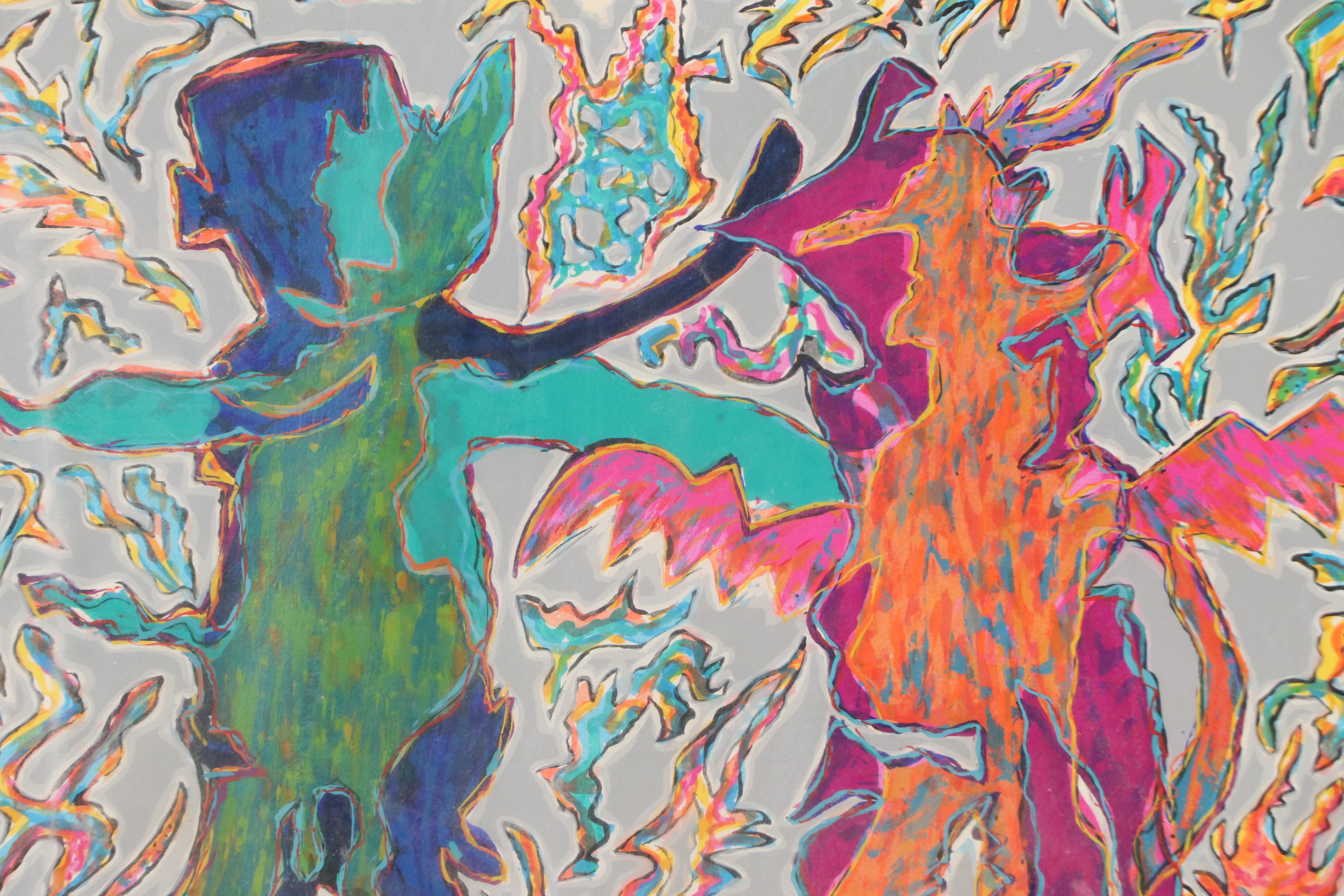 Katarina Weslien Color Lithograph "Family Portrait," 1987