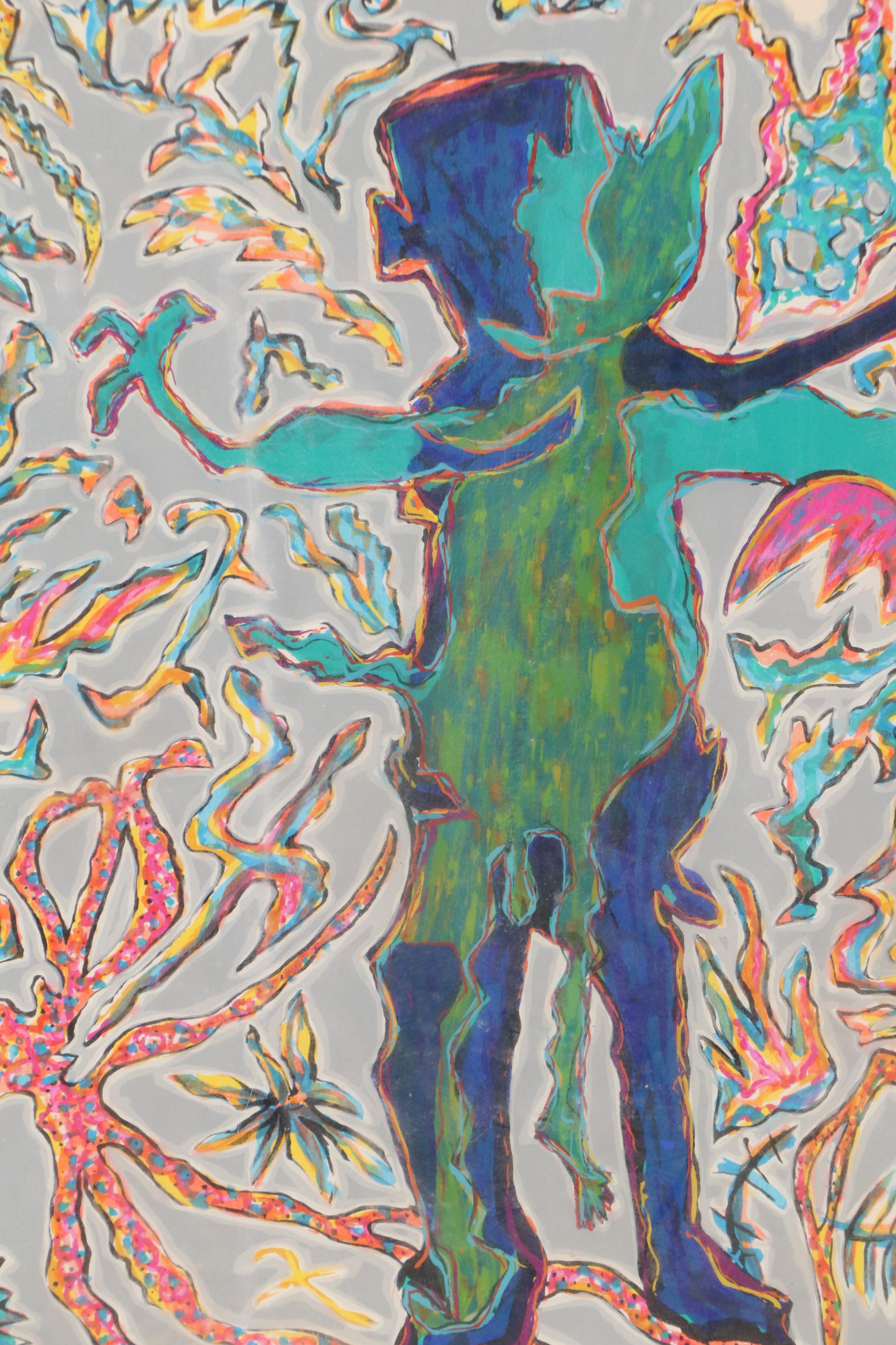 Katarina Weslien Color Lithograph "Family Portrait," 1987