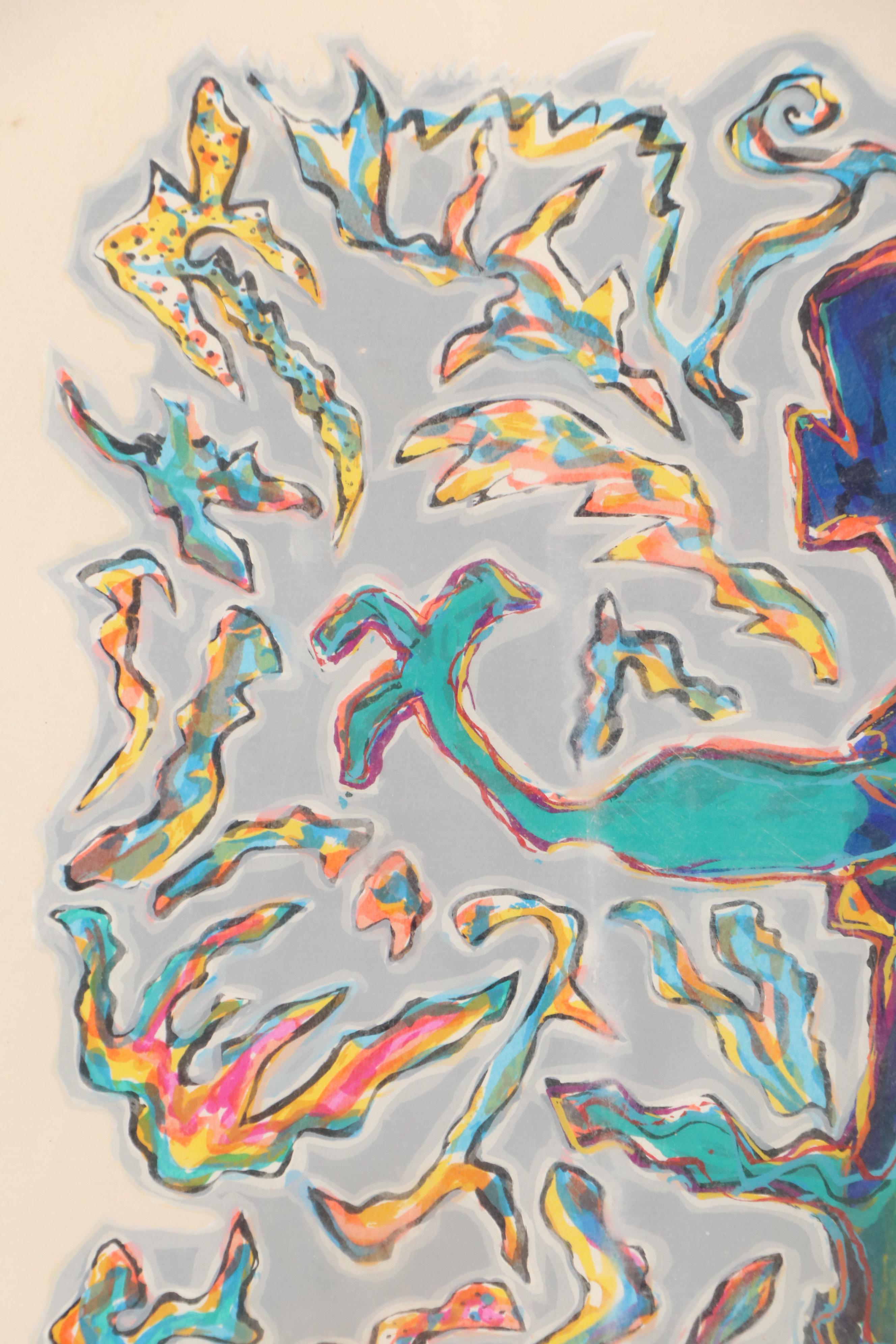 Katarina Weslien Color Lithograph "Family Portrait," 1987