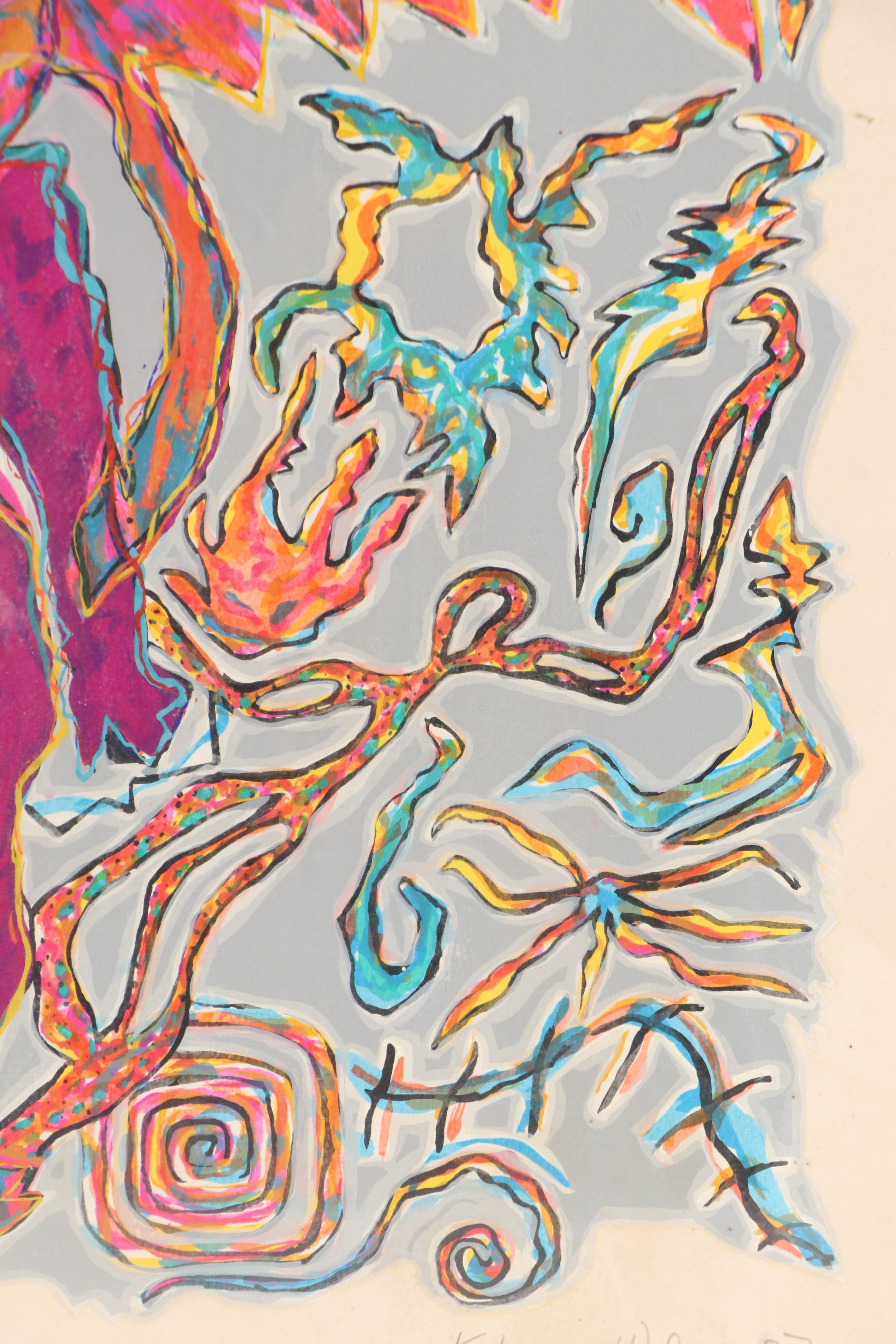 Katarina Weslien Color Lithograph "Family Portrait," 1987